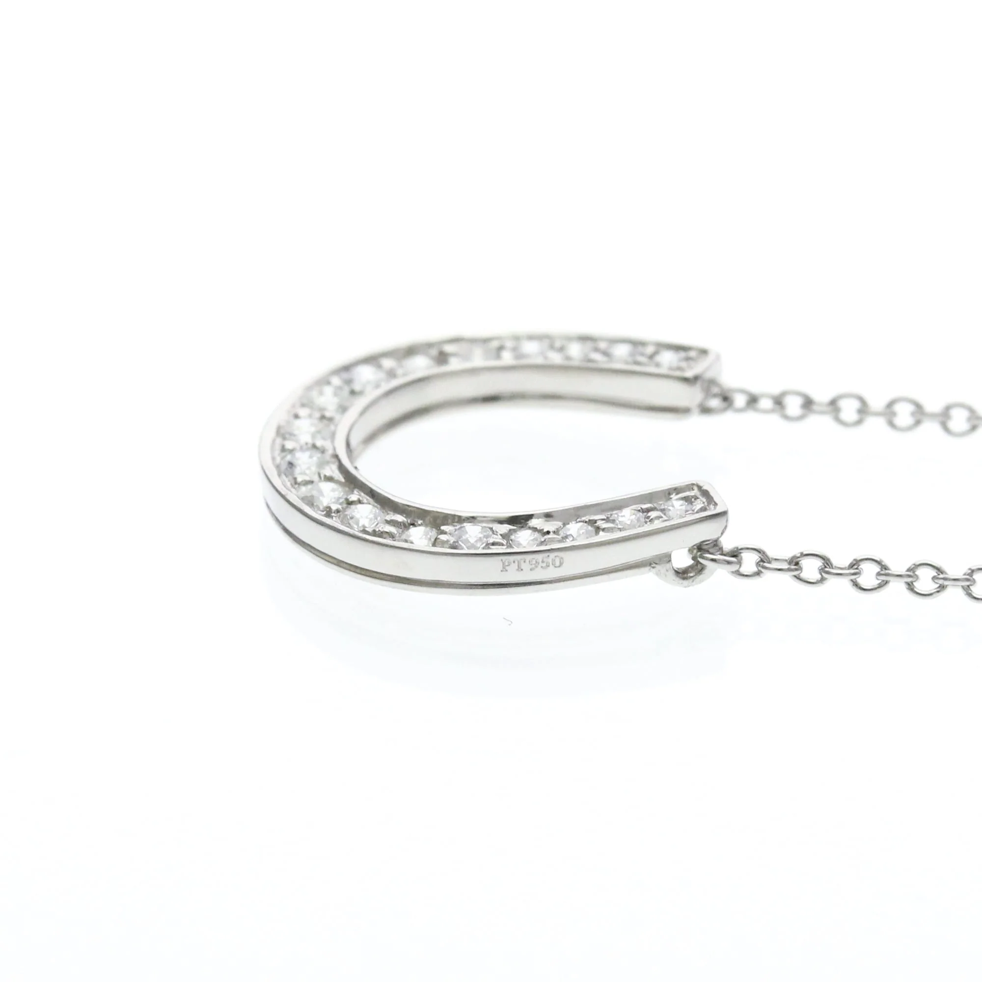Horseshoe Pendant Necklace Platinum with Diamond - Image 3