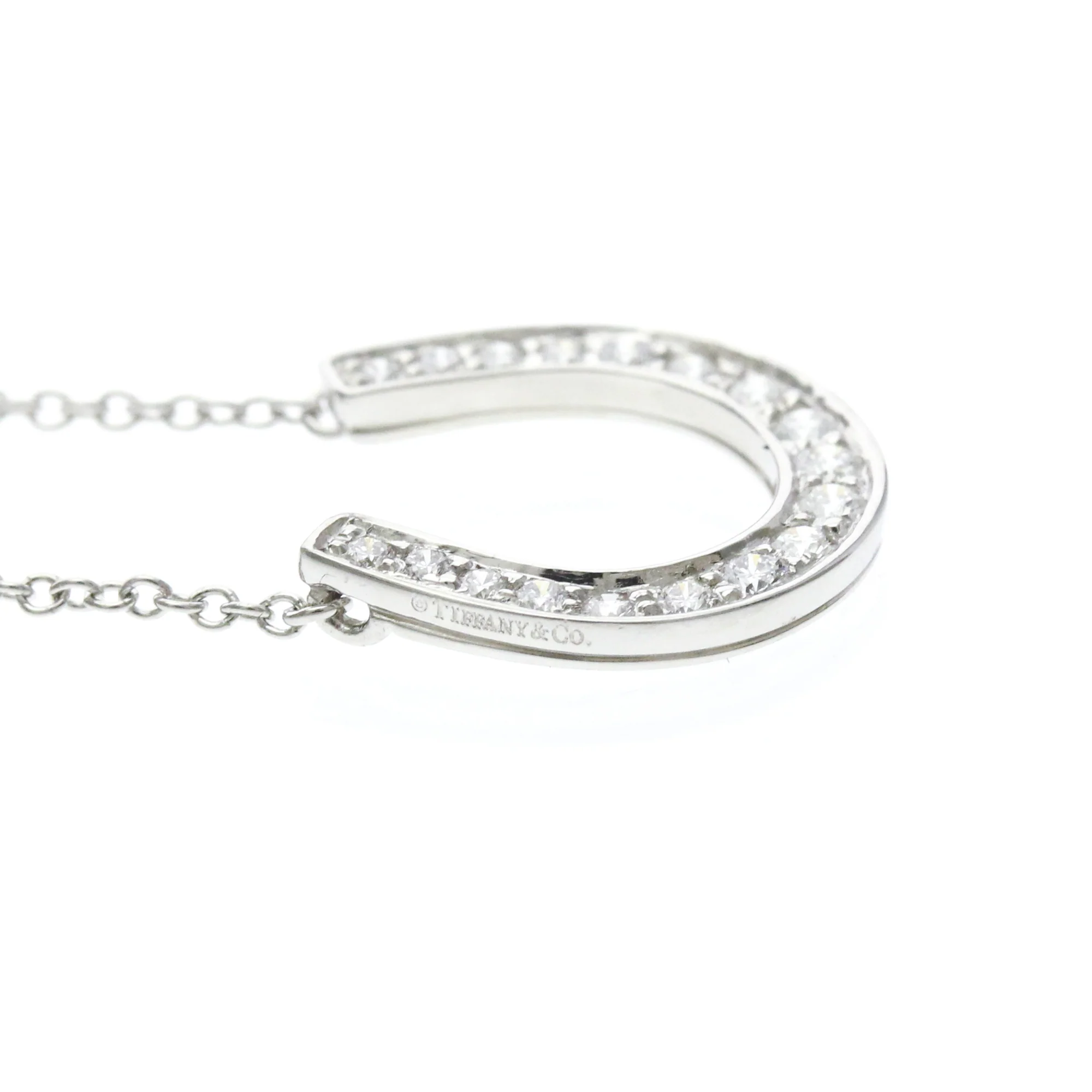 Horseshoe Pendant Necklace Platinum with Diamond - Image 5