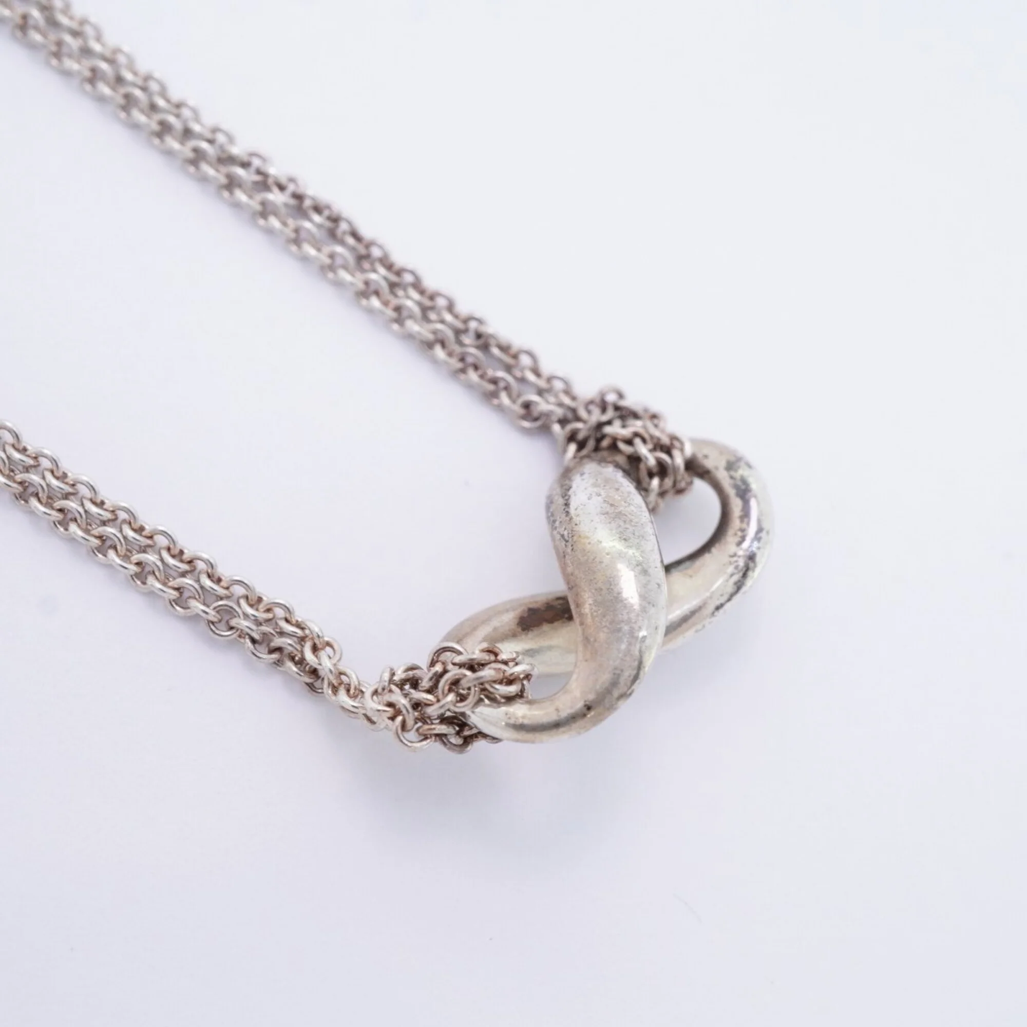 Infinity Double Chain Pendant Necklace Sterling Silver - Image 2