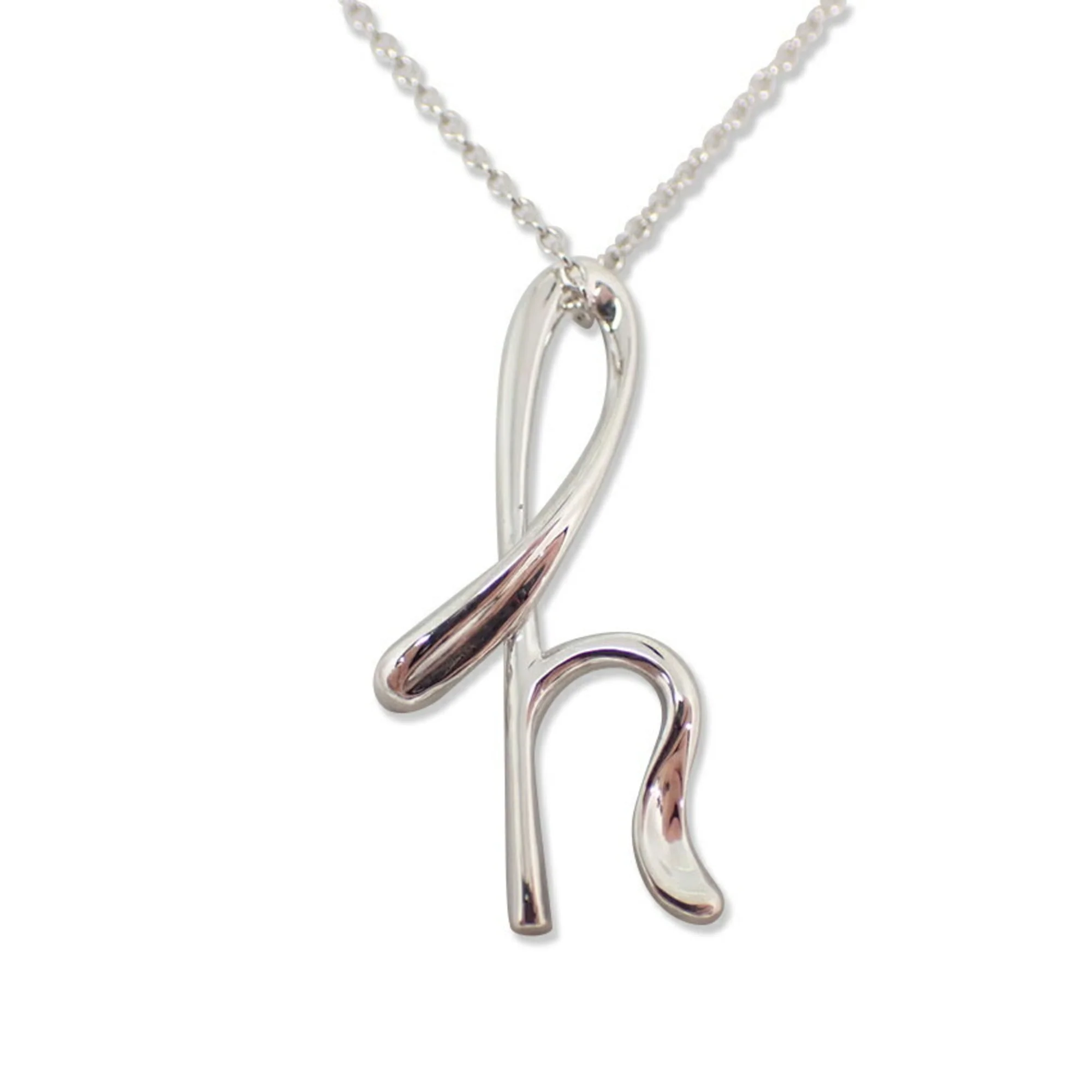 Initial H Pendant Necklace Sterling Silver - Image 2