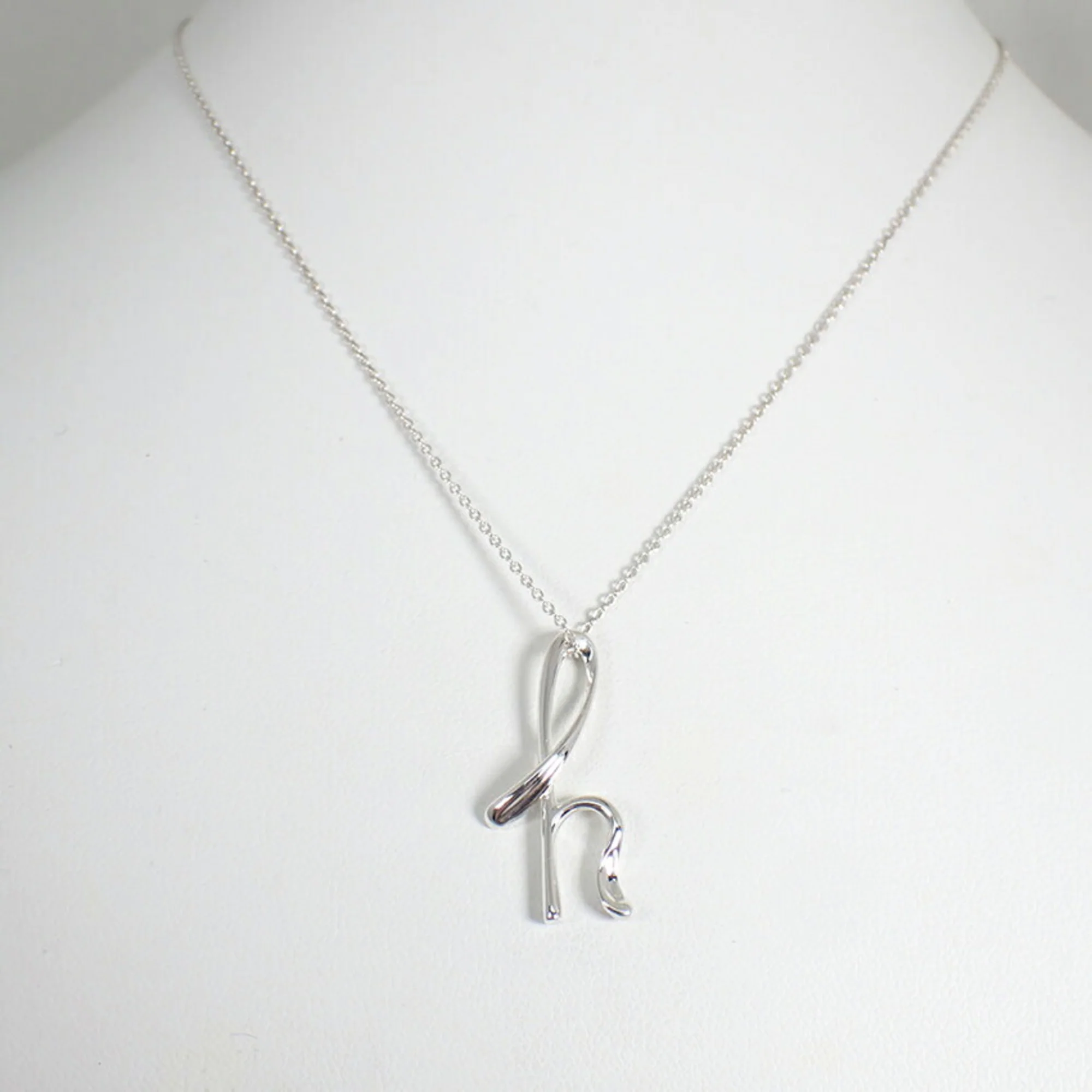 Initial H Pendant Necklace Sterling Silver - Image 3