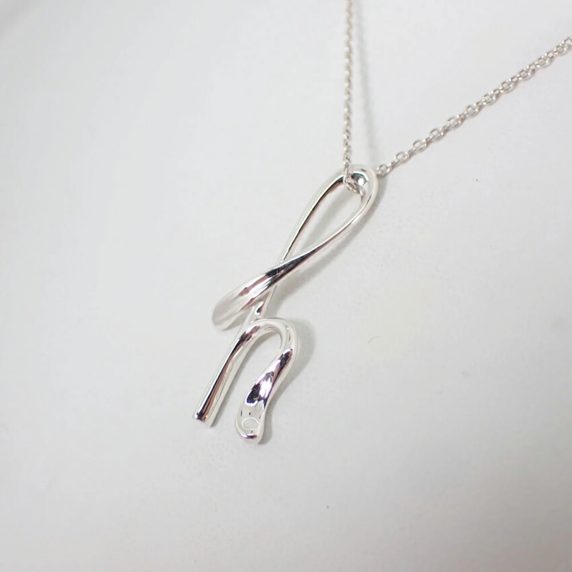 Initial H Pendant Necklace Sterling Silver - Image 4