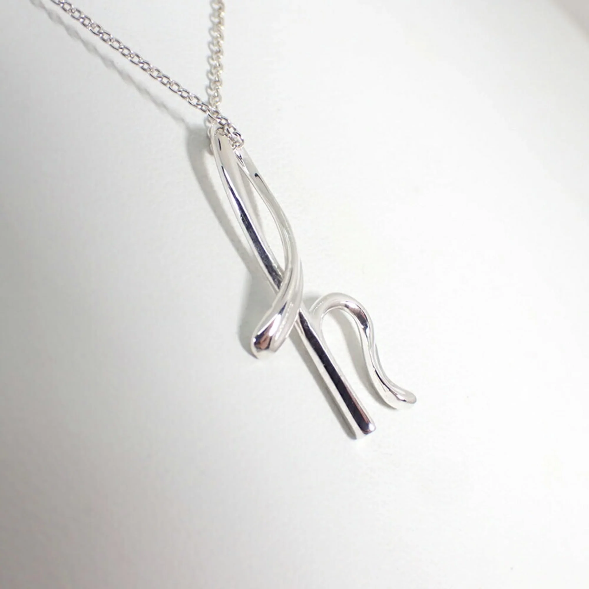 Initial H Pendant Necklace Sterling Silver - Image 5