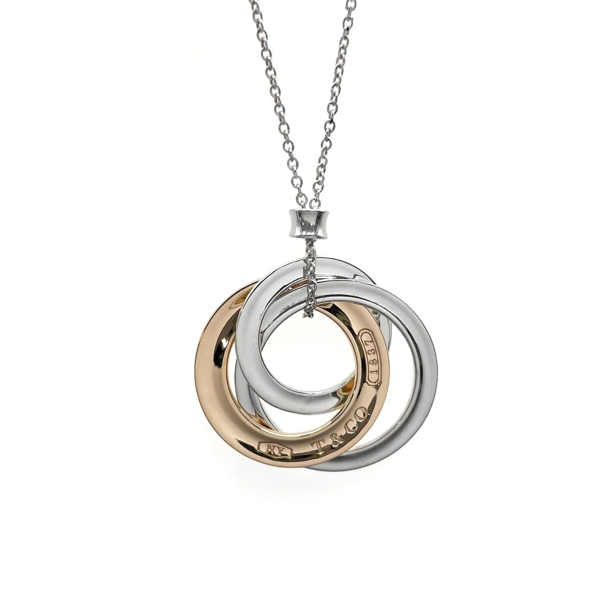 Interlocking Circle Pendant Necklace Sterling Silver - Image 2