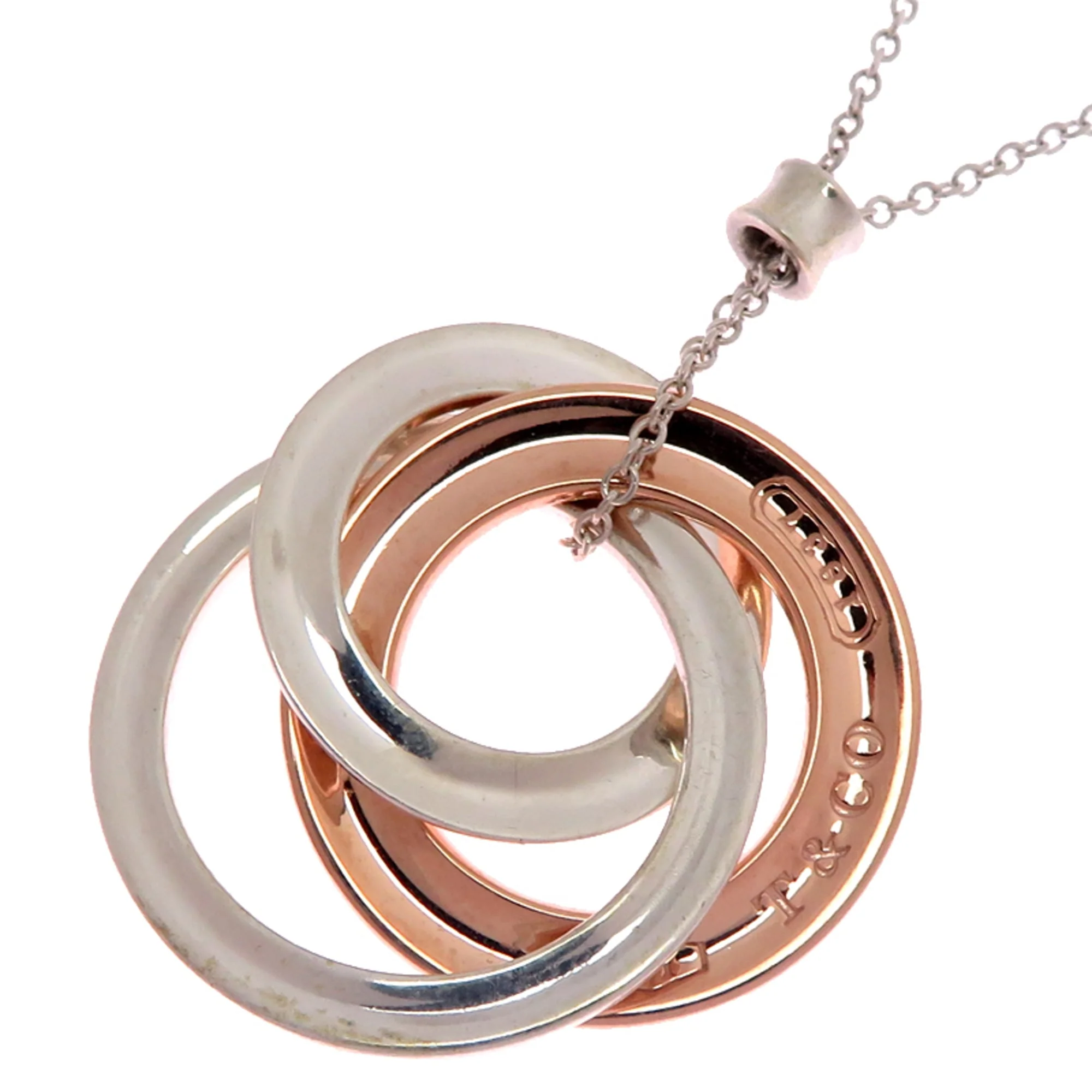 Interlocking Circle Pendant Necklace Sterling Silver - Image 2