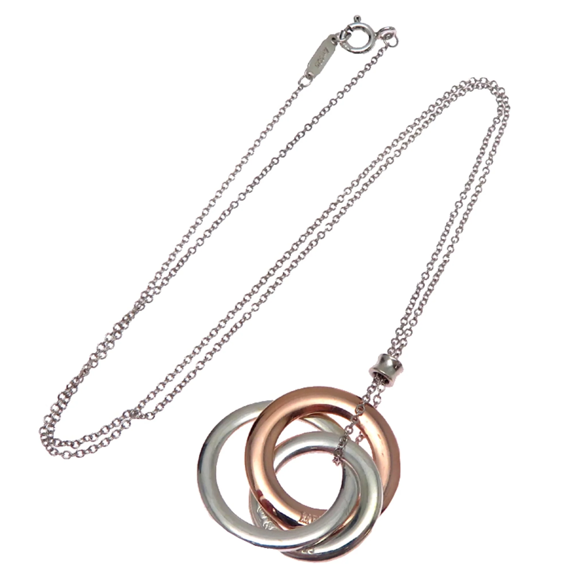 Interlocking Circle Pendant Necklace Sterling Silver - Image 8