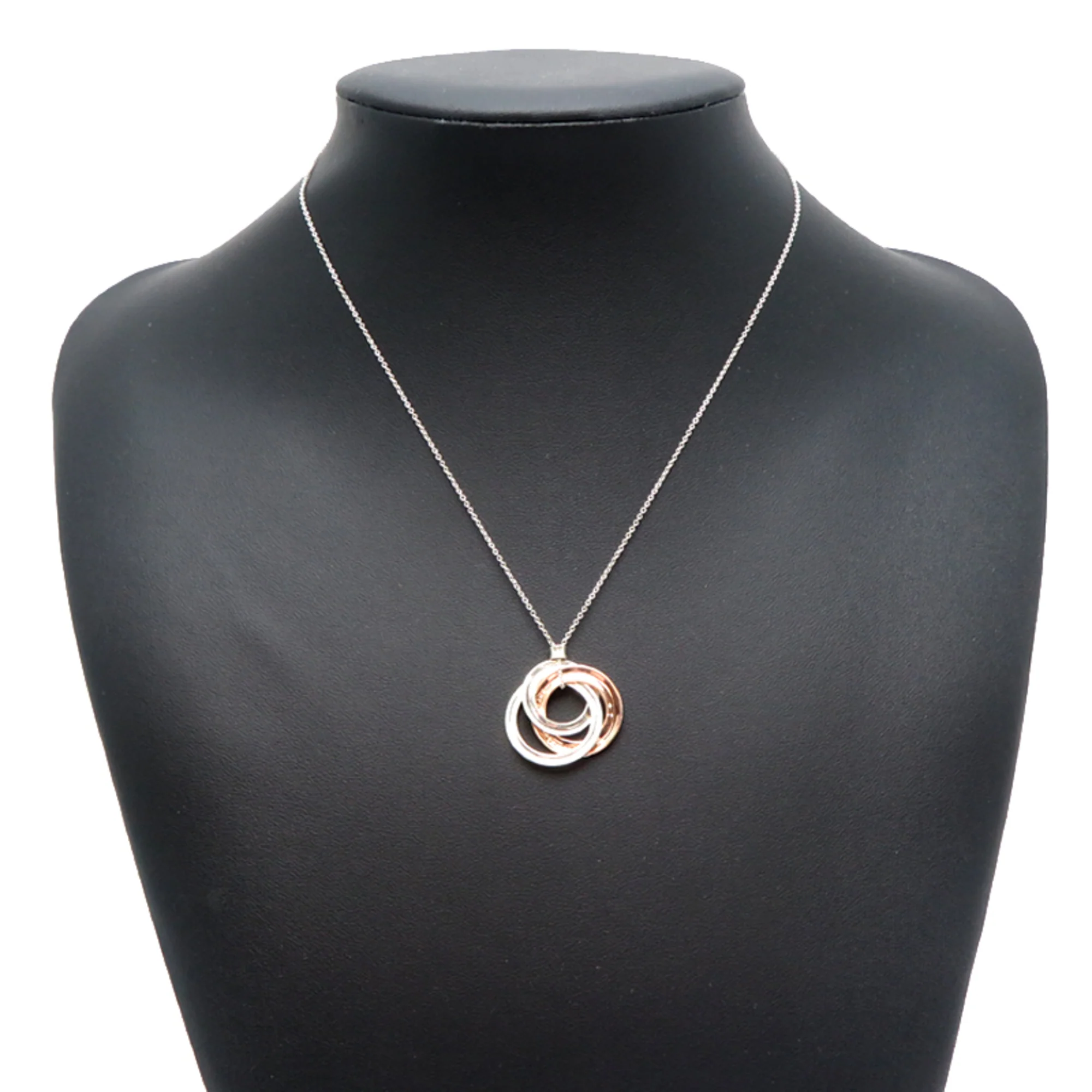 Interlocking Circle Pendant Necklace Sterling Silver - Image 9