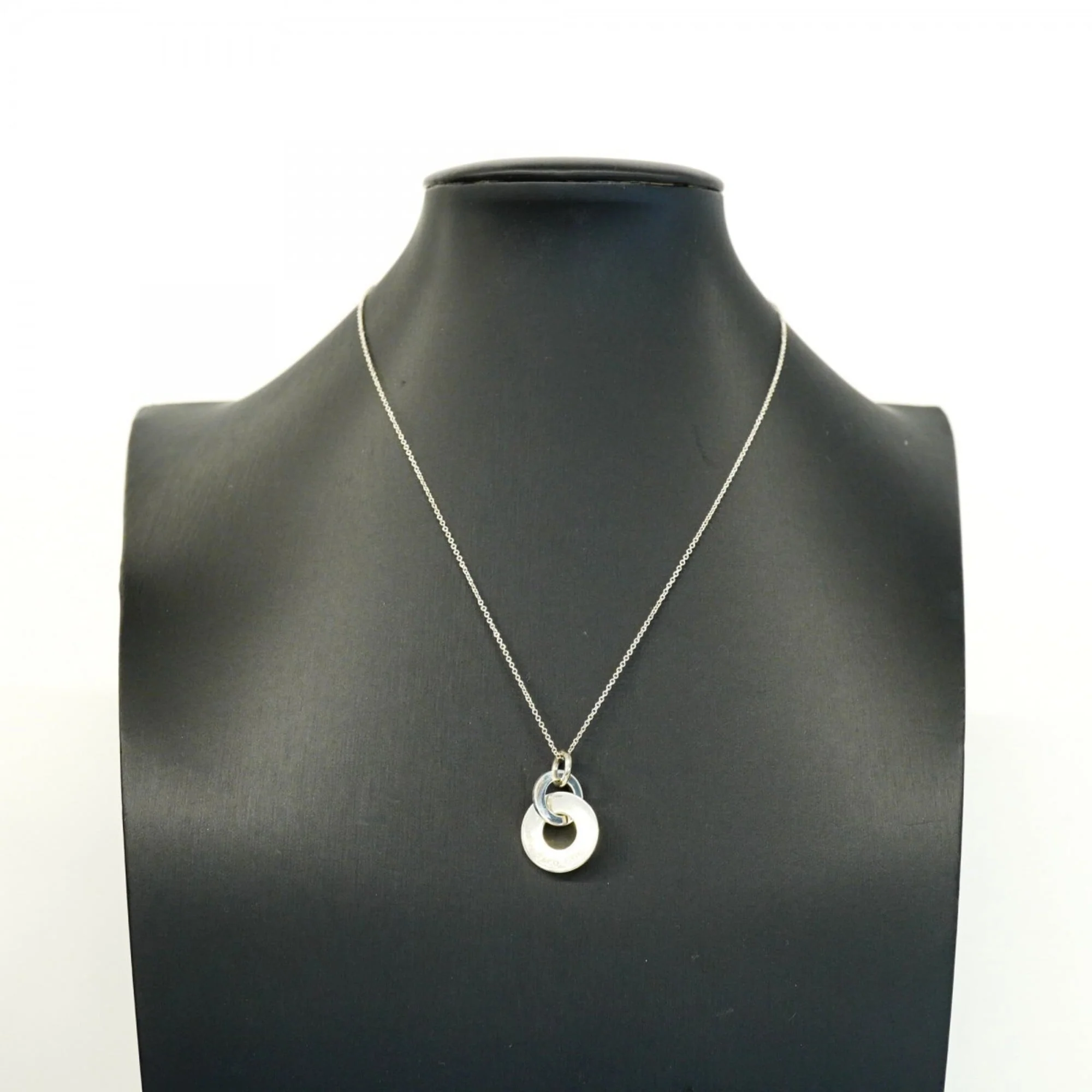 Interlocking Drop Circle Pendant Necklace Sterling Silver - Image 7