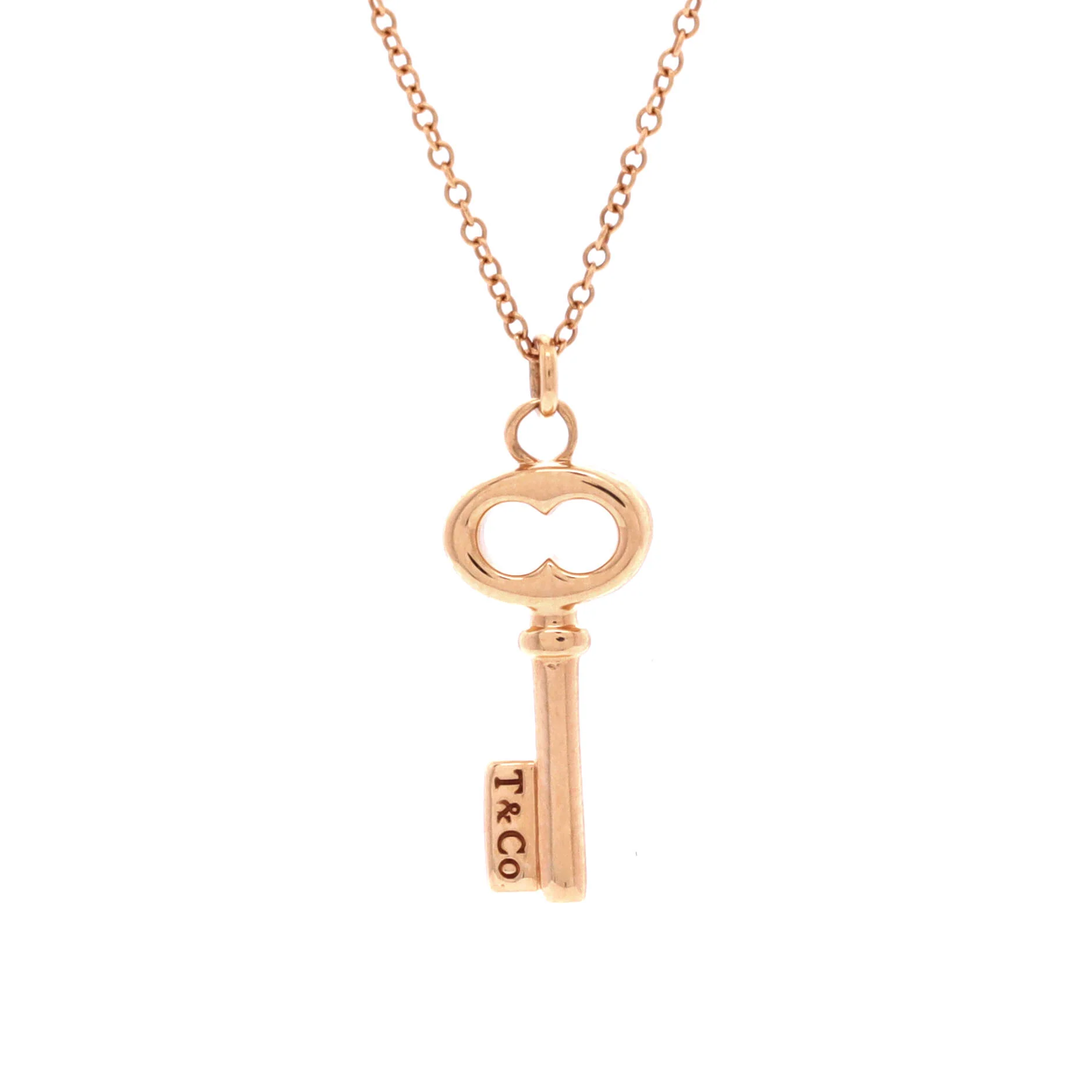 Key Pendant Necklace 18K Rose Gold Mini