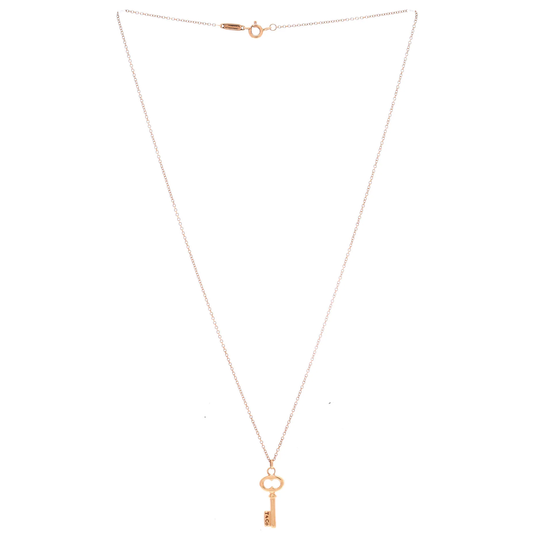 Key Pendant Necklace 18K Rose Gold Mini - Image 2