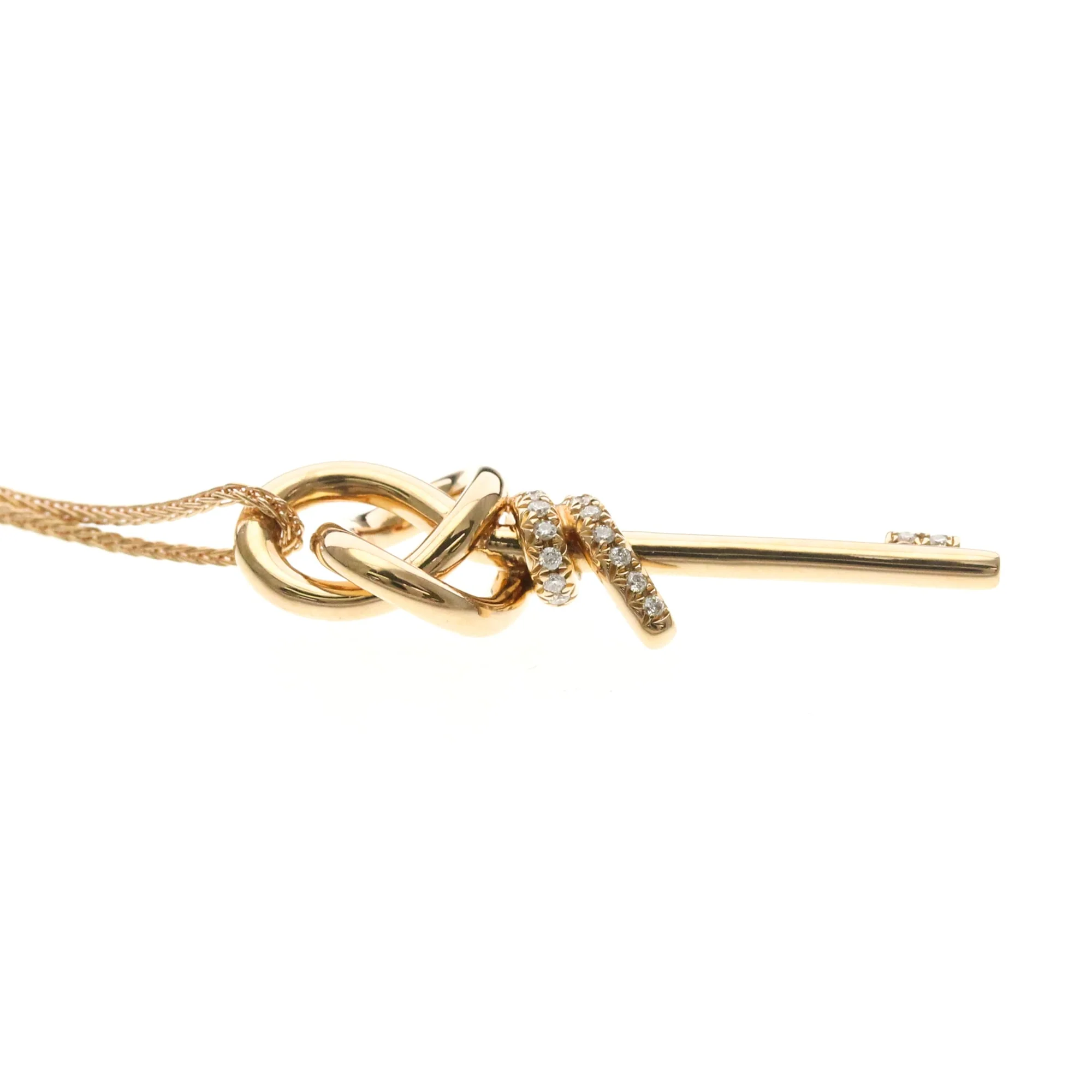 Knot Key Pendant Necklace 18K White Gold with Diamond - Image 5