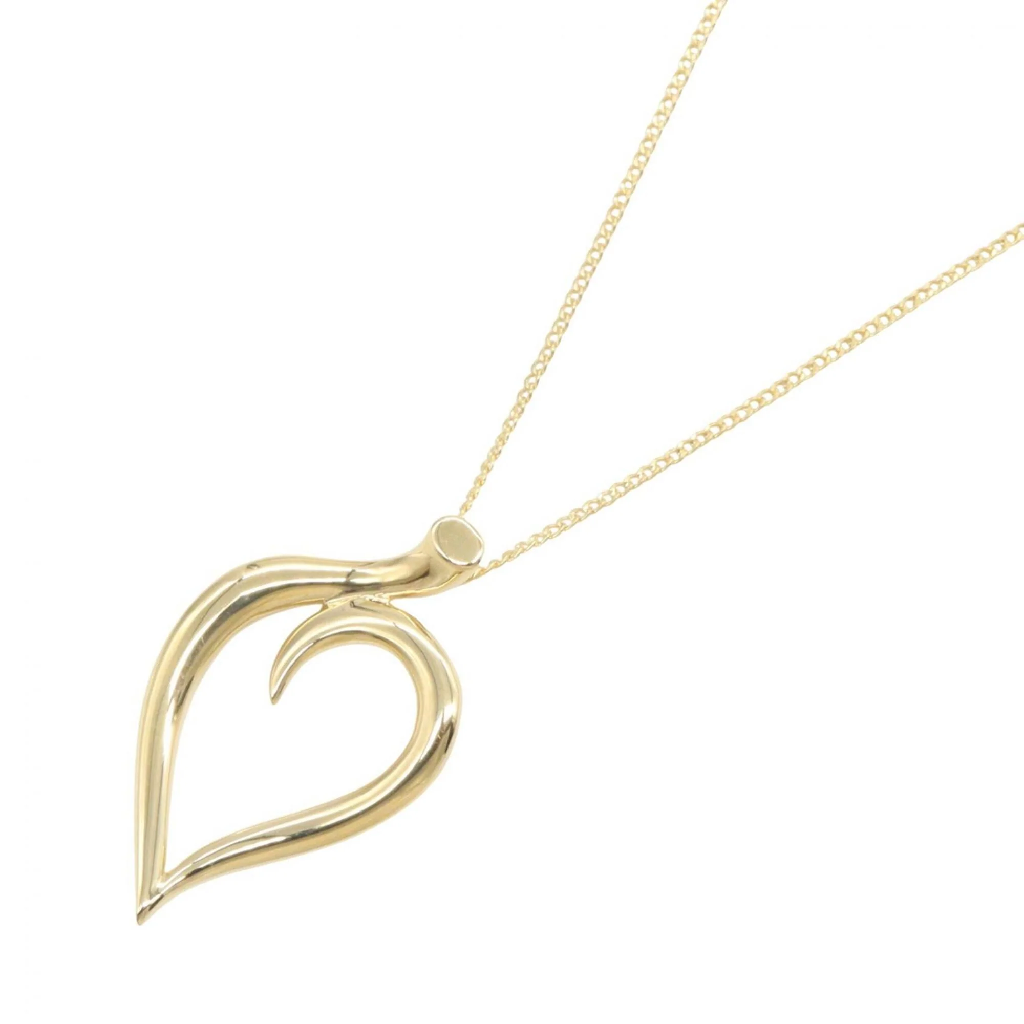 Leaf Heart Pendant Necklace 18K Yellow Gold
