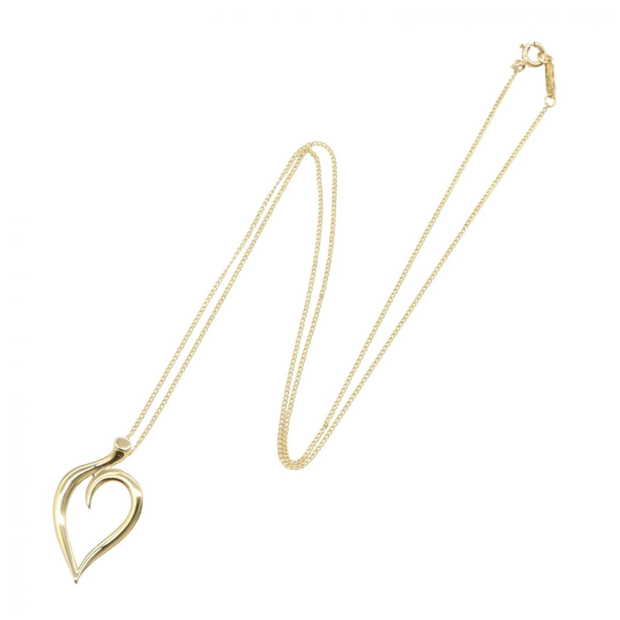 Leaf Heart Pendant Necklace 18K Yellow Gold - Image 2