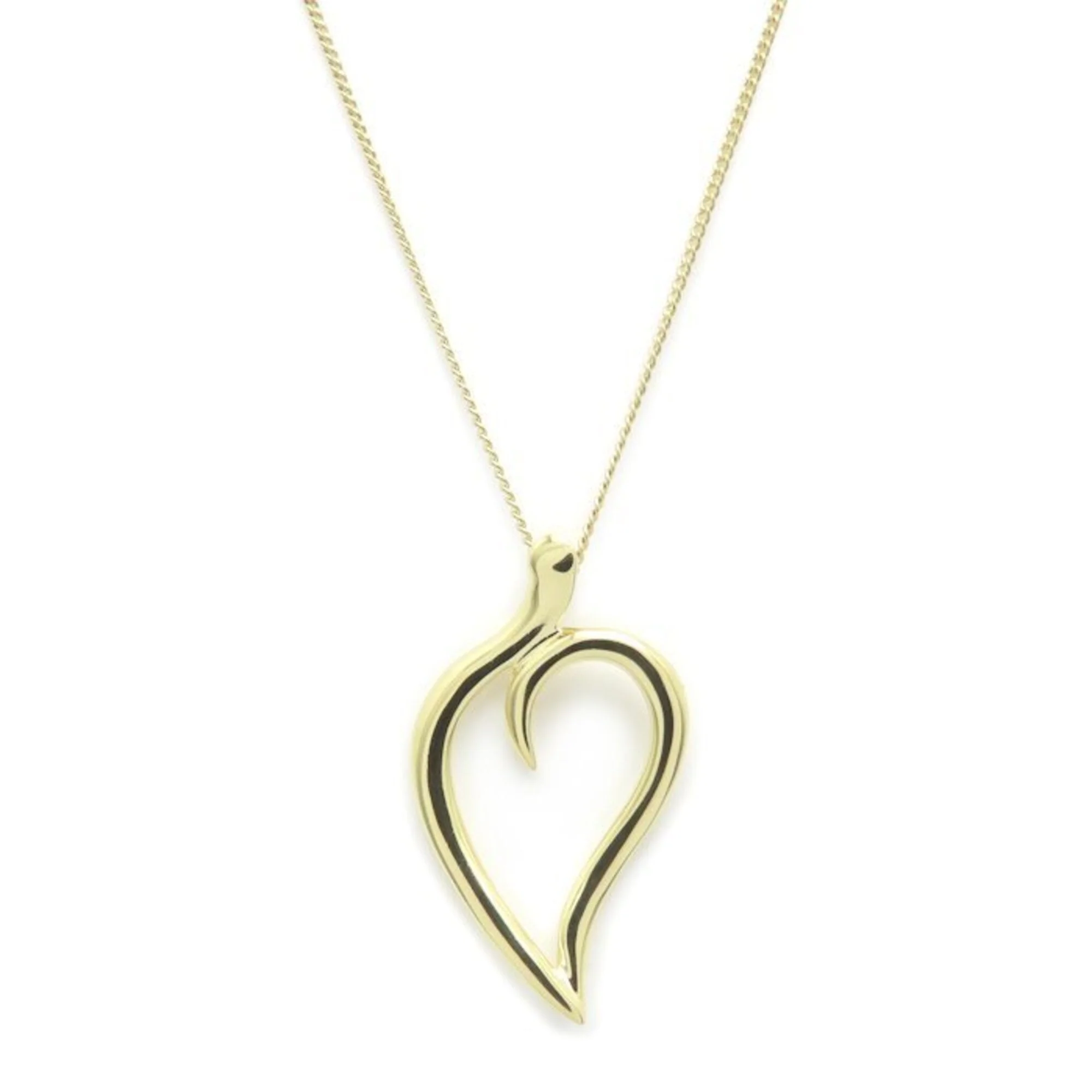 Leaf Heart Pendant Necklace 18K Yellow Gold - Image 2