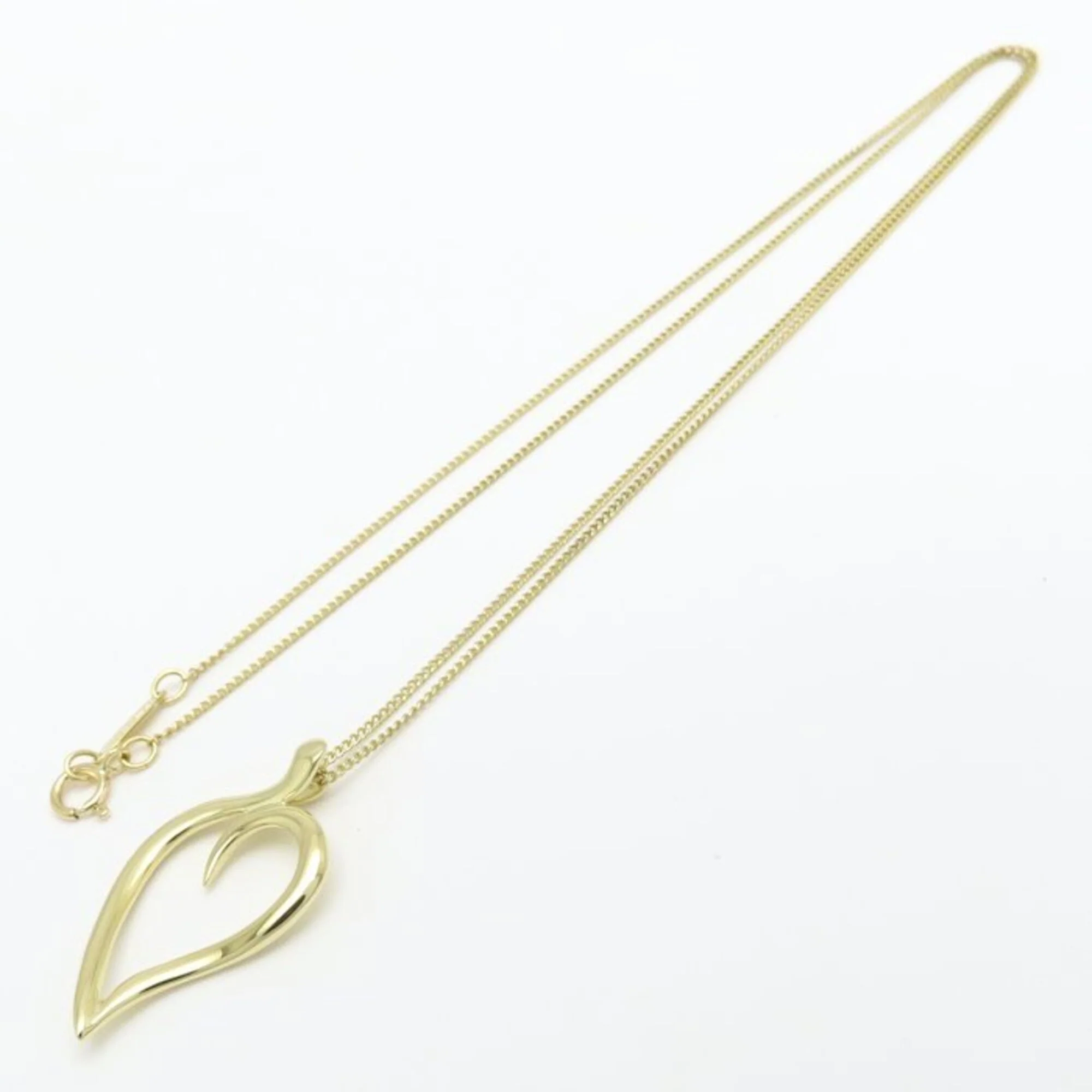 Leaf Heart Pendant Necklace 18K Yellow Gold - Image 4
