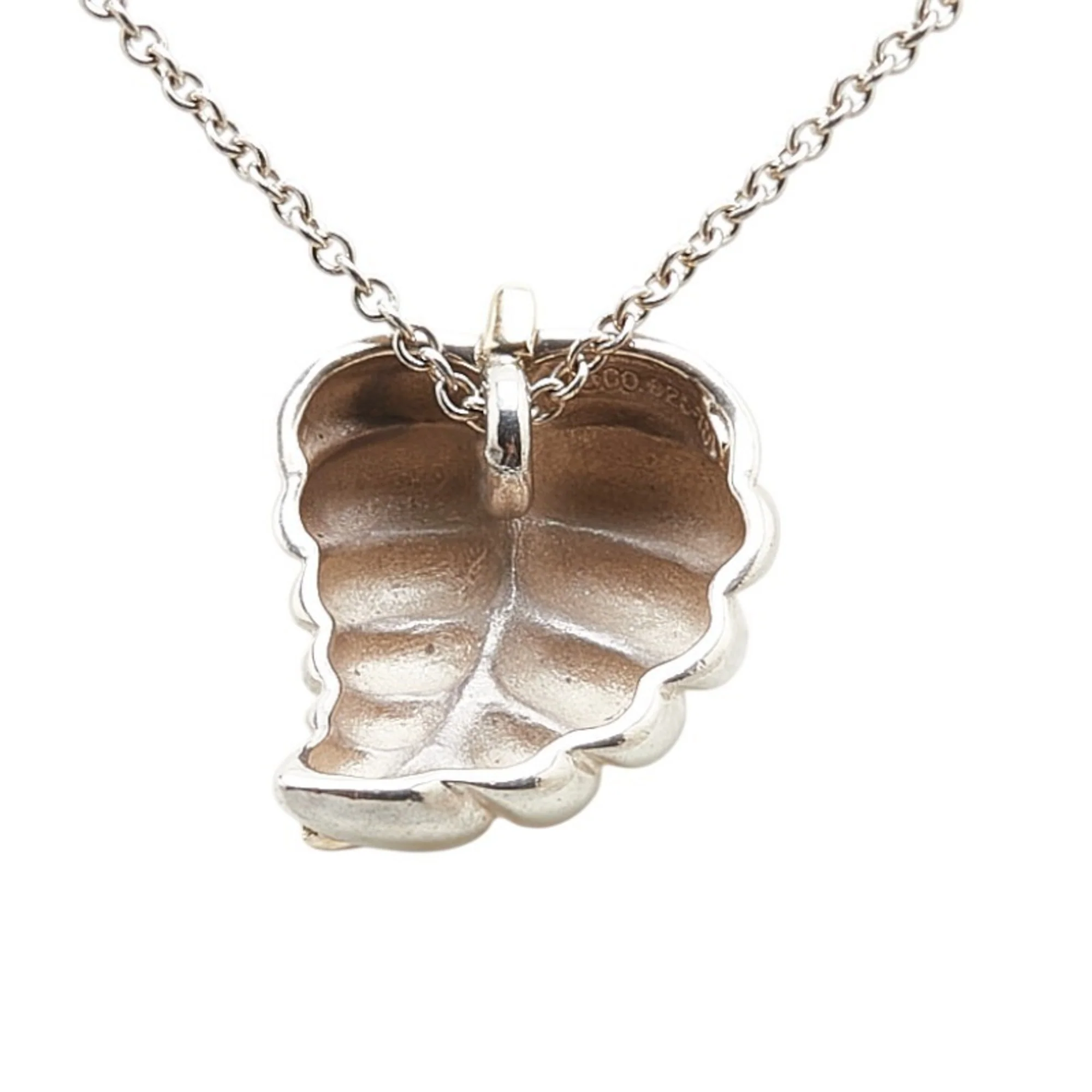 Leaf Motif Pendant Necklace Sterling Silver and 18K Yellow Gold - Image 3