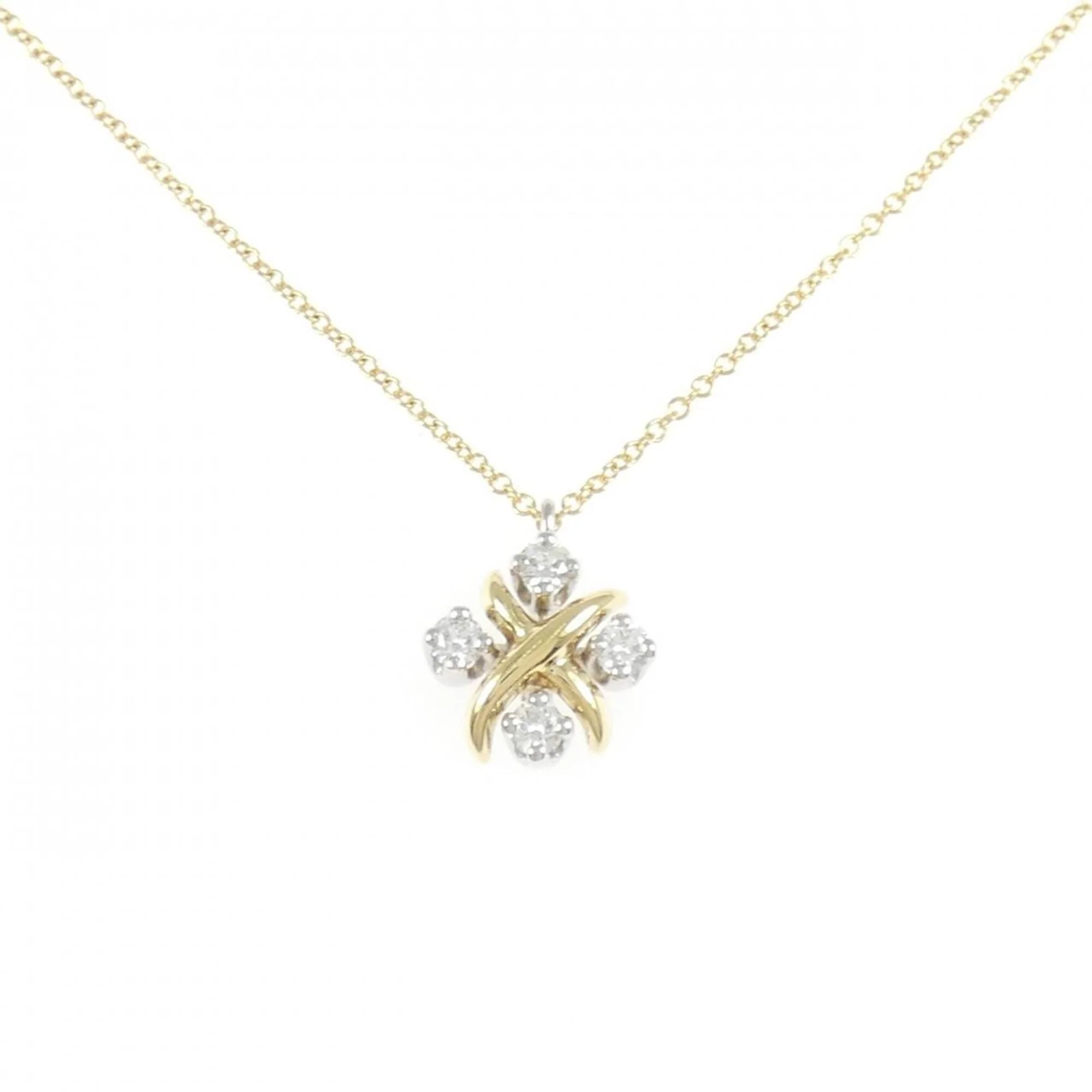 Ling Pendant Necklace Platinum and 18K Yellow Gold with Diamond