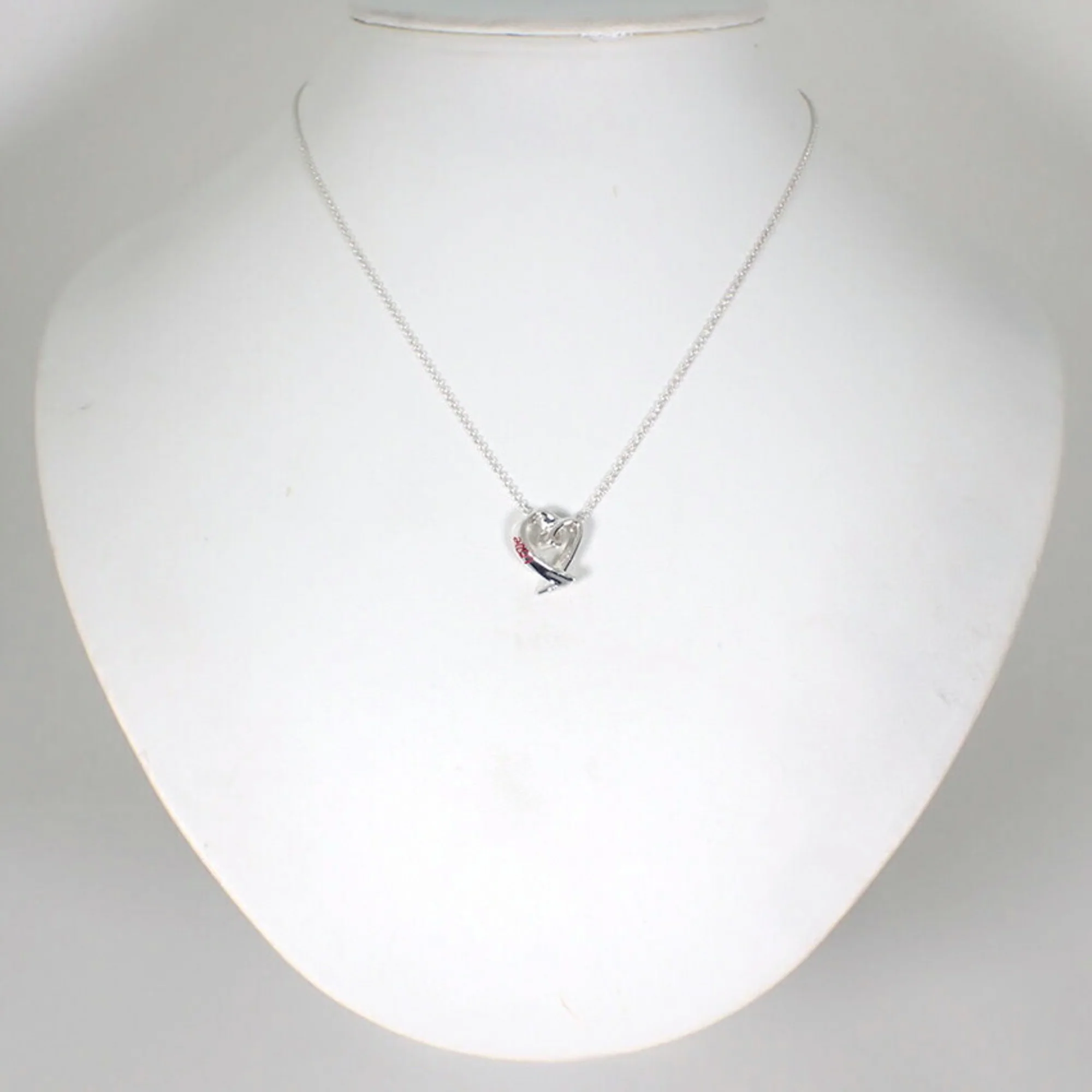 Loving Heart Pendant Necklace Sterling Silver and Red Enamel - Image 3