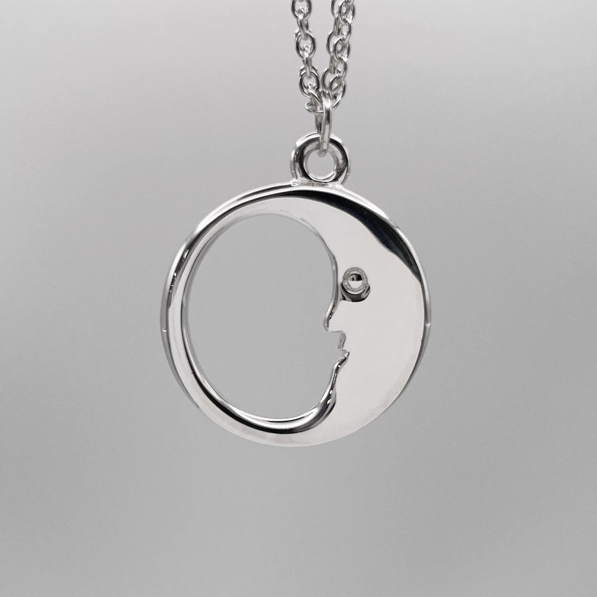 Man in the Moon Pendant Necklace Sterling Silver - Image 2