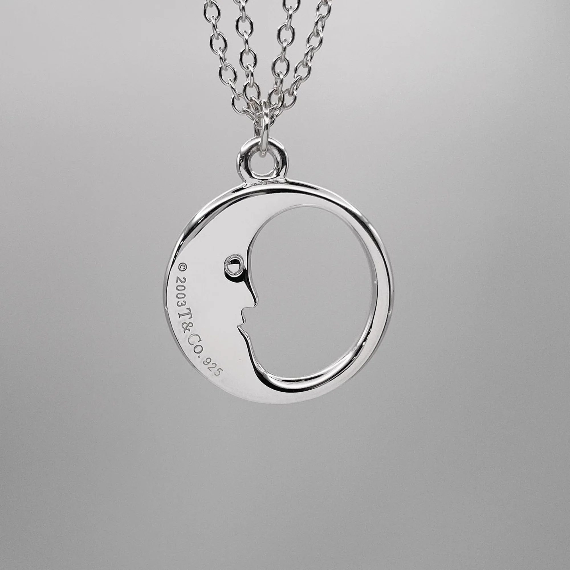 Man in the Moon Pendant Necklace Sterling Silver - Image 3