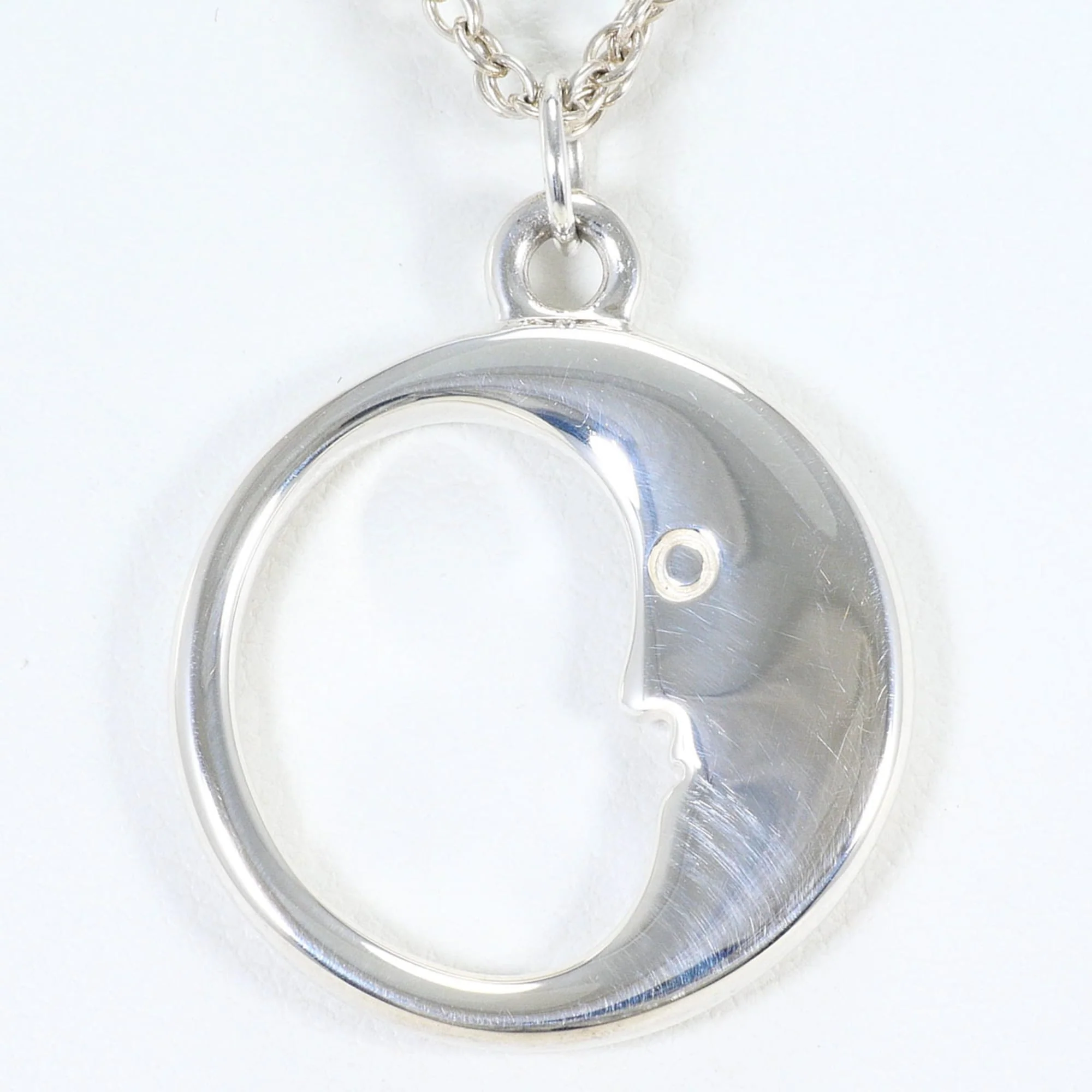 Man in the Moon Pendant Necklace Sterling Silver