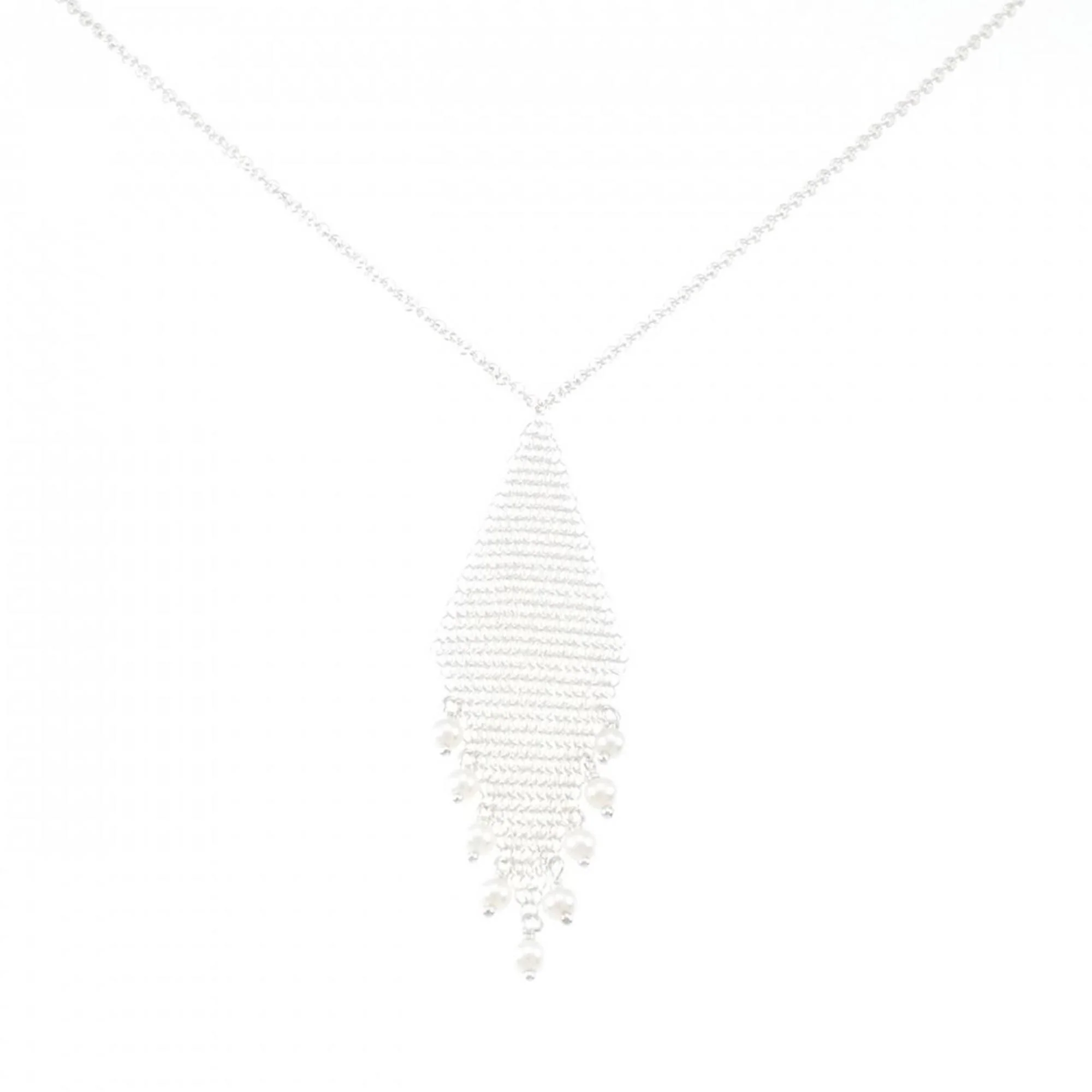 Mesh Fringe Pendant Necklace Sterling Silver