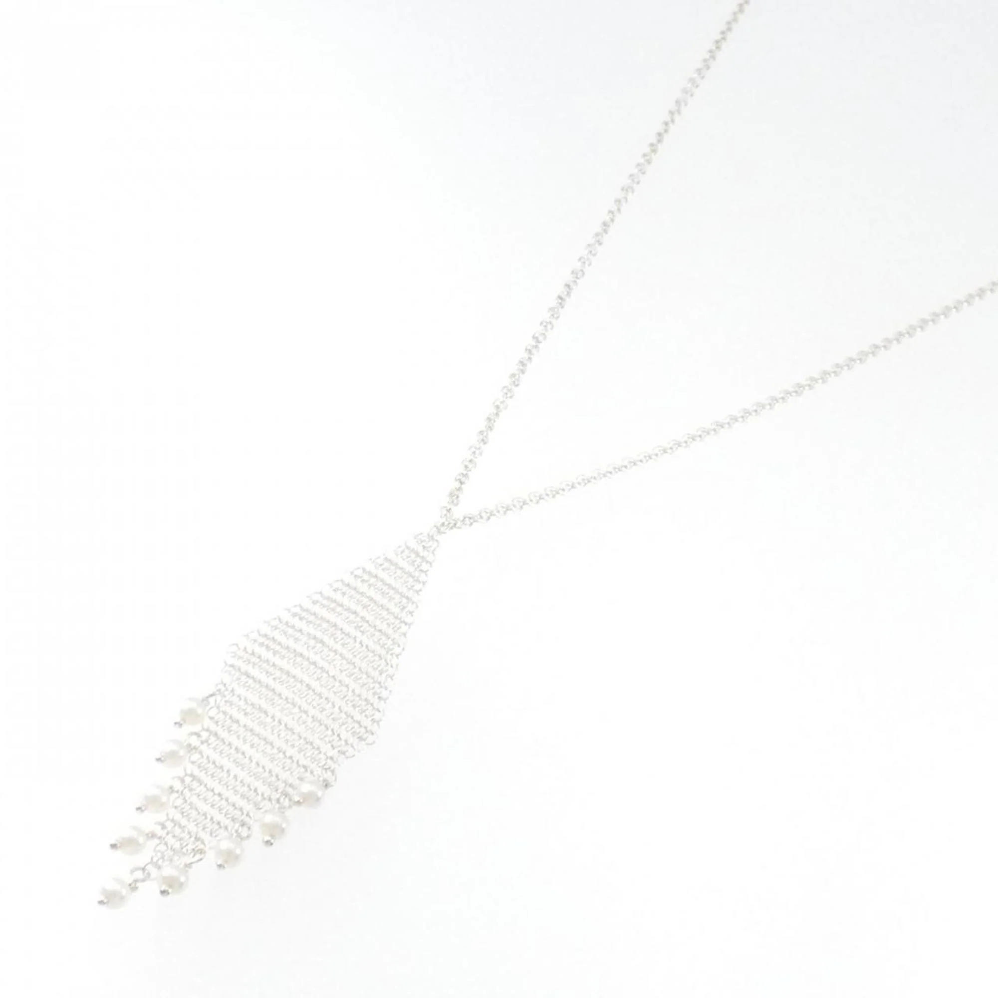 Mesh Fringe Pendant Necklace Sterling Silver - Image 2