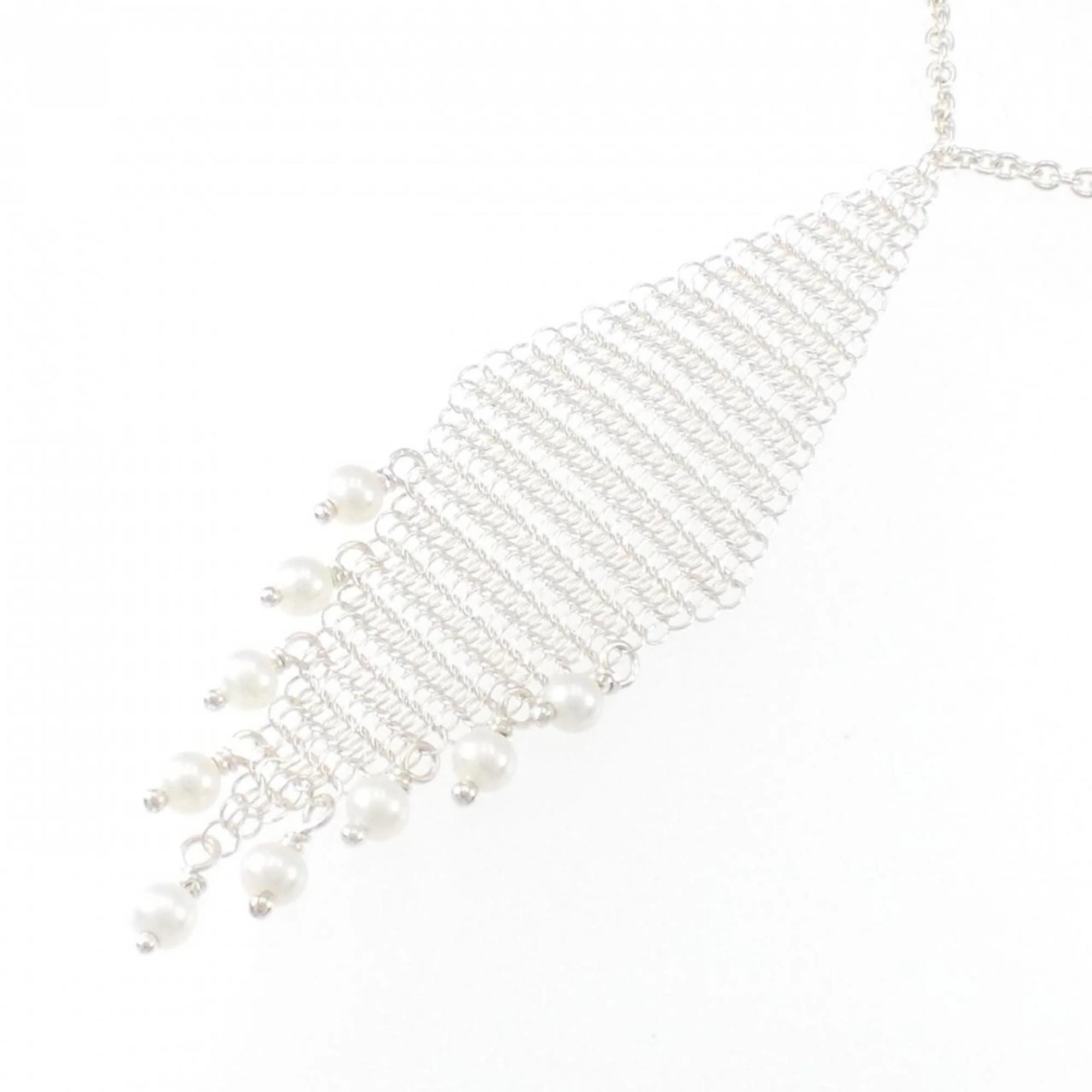 Mesh Fringe Pendant Necklace Sterling Silver - Image 3