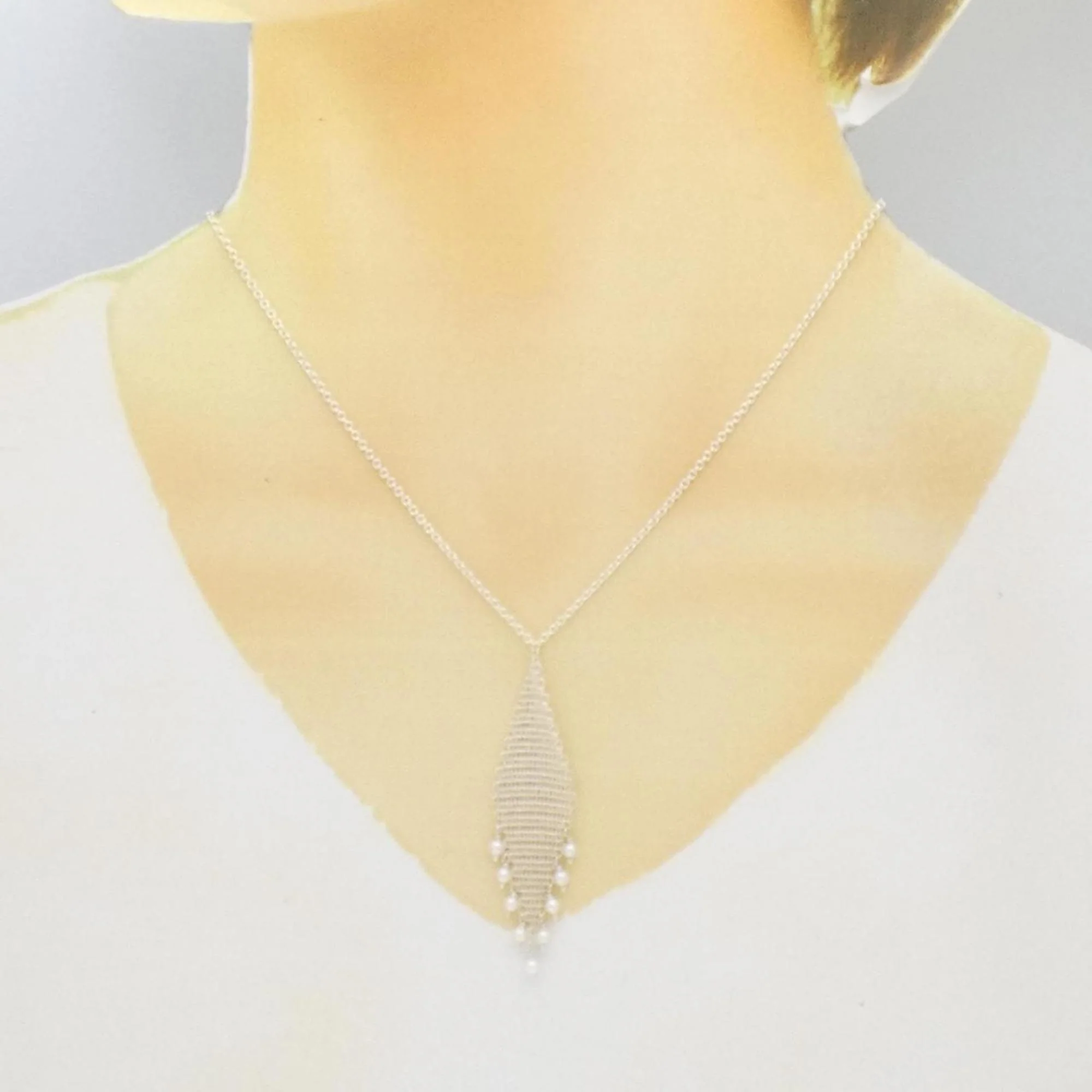 Mesh Fringe Pendant Necklace Sterling Silver - Image 5