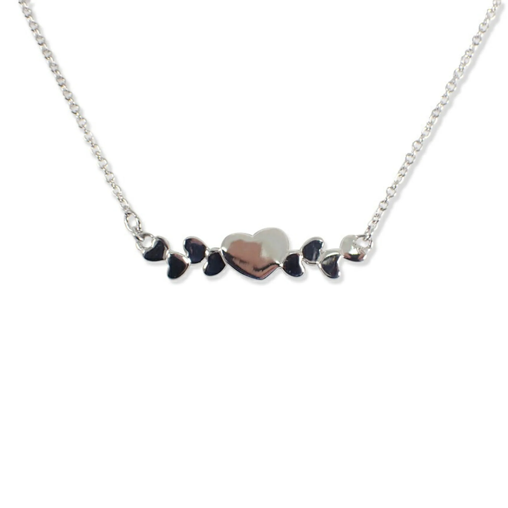 Modern Heart Pendant Necklace Sterling Silver