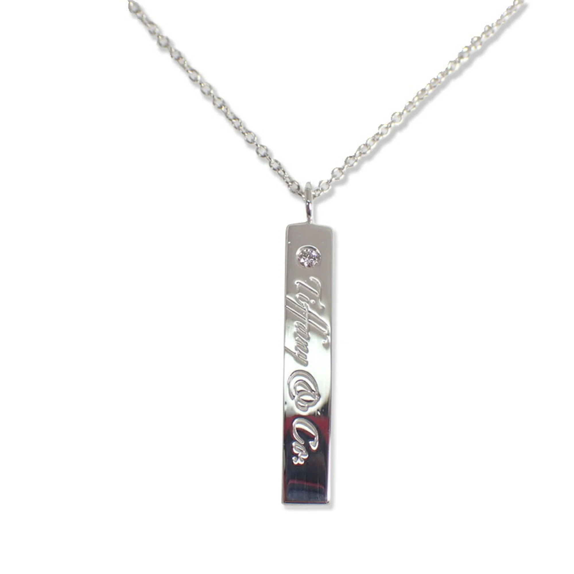 Notes Bar Pendant Necklace Sterling Silver with Diamond