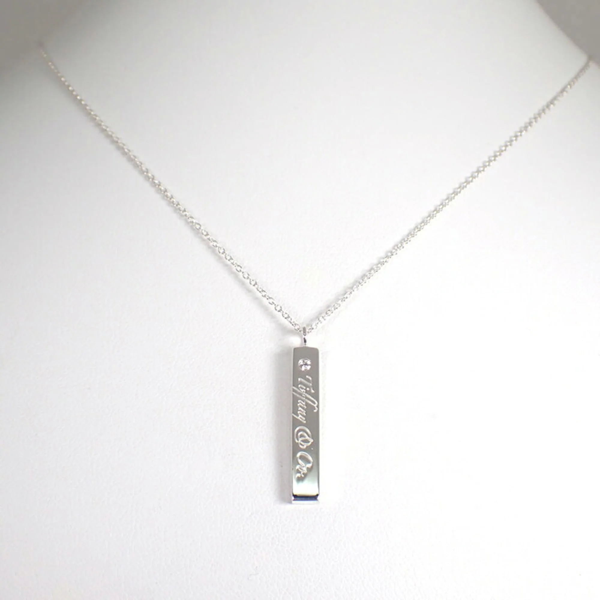Notes Bar Pendant Necklace Sterling Silver with Diamond - Image 3