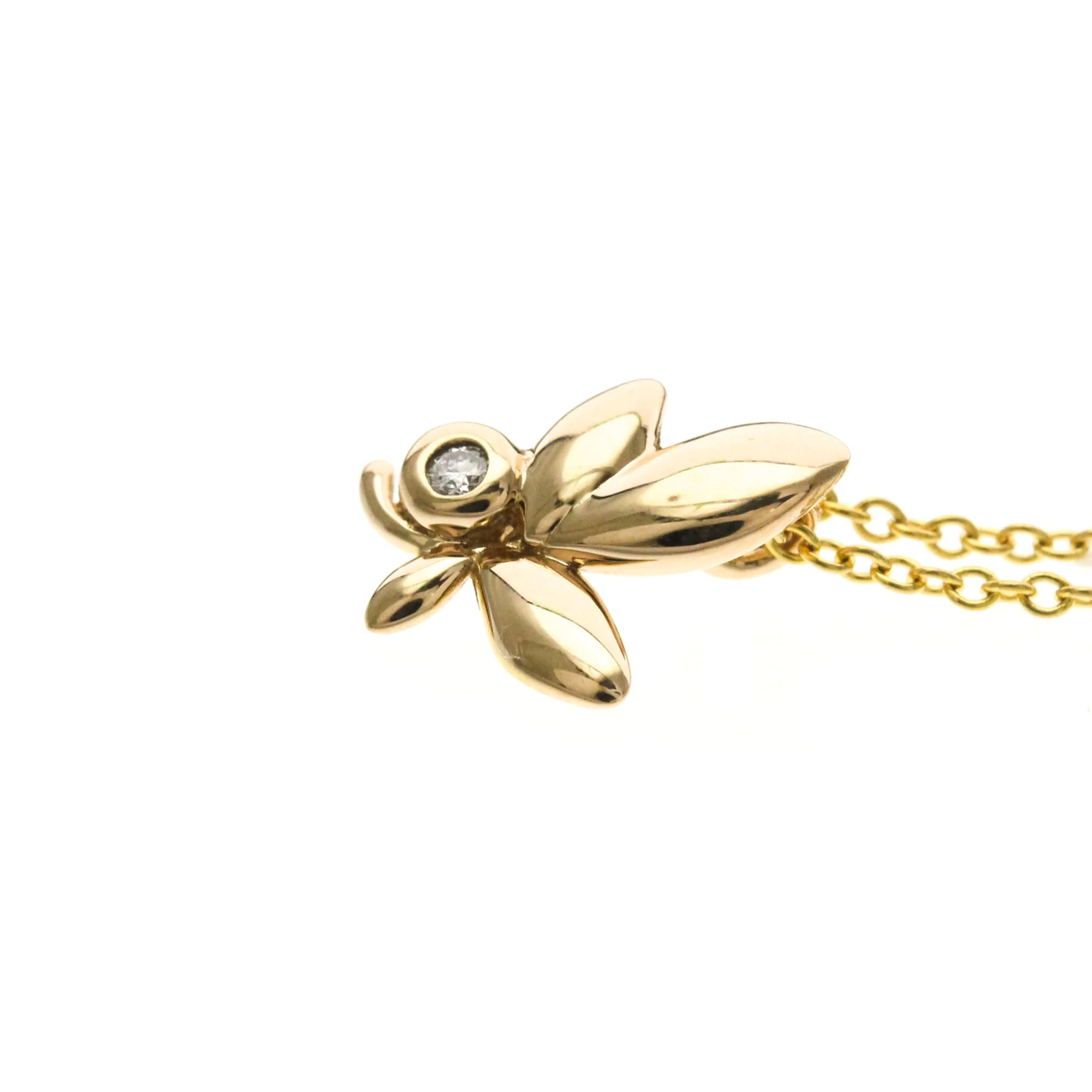 Olive Leaf Pendant Necklace 18K Rose Gold with Diamond - Image 3