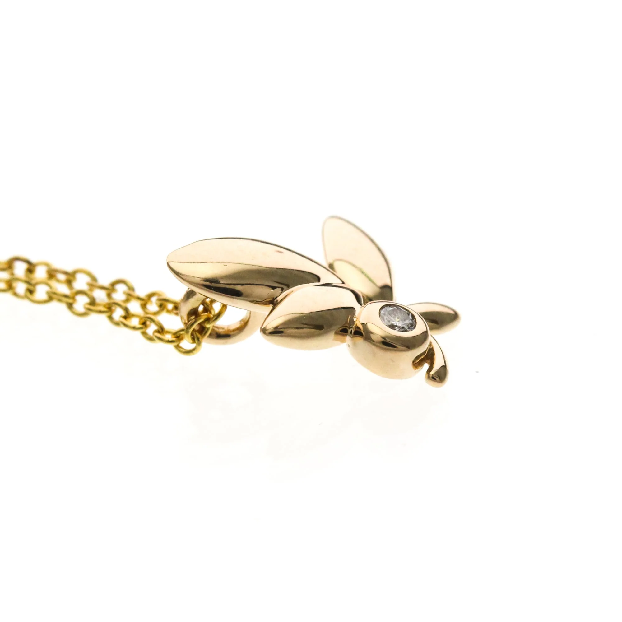 Olive Leaf Pendant Necklace 18K Rose Gold with Diamond - Image 5