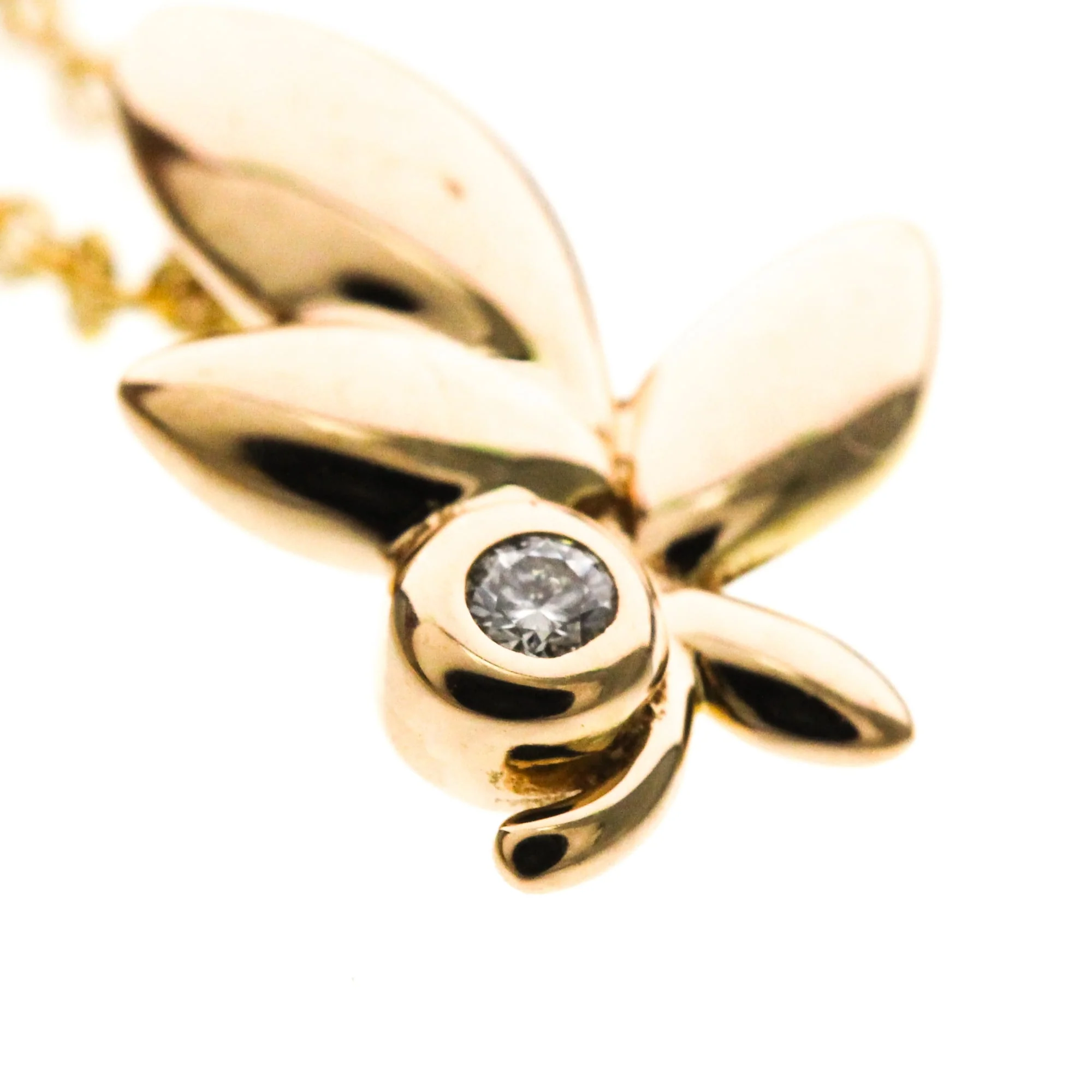 Olive Leaf Pendant Necklace 18K Rose Gold with Diamond - Image 7