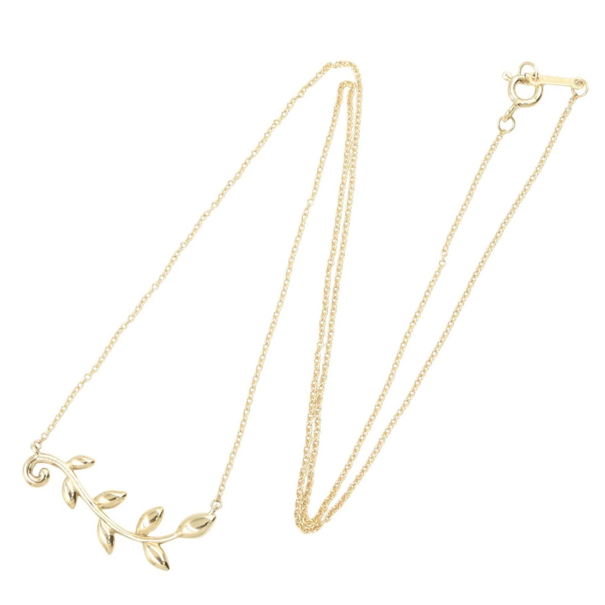 Olive Leaf Vine Pendant Necklace 18K Yellow Gold - Image 2