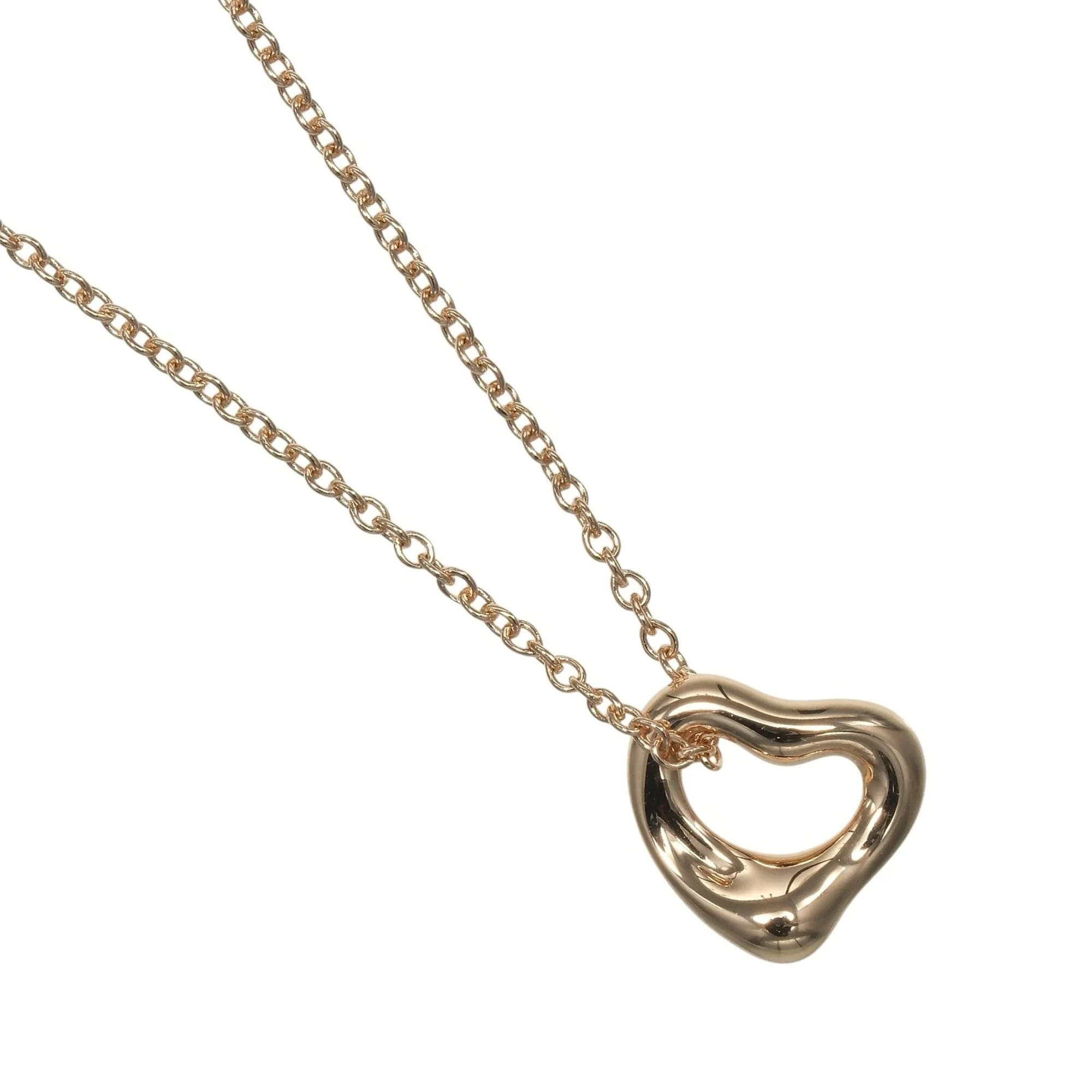 Open Heart Pendant Necklace 18K Rose Gold 6.4mm