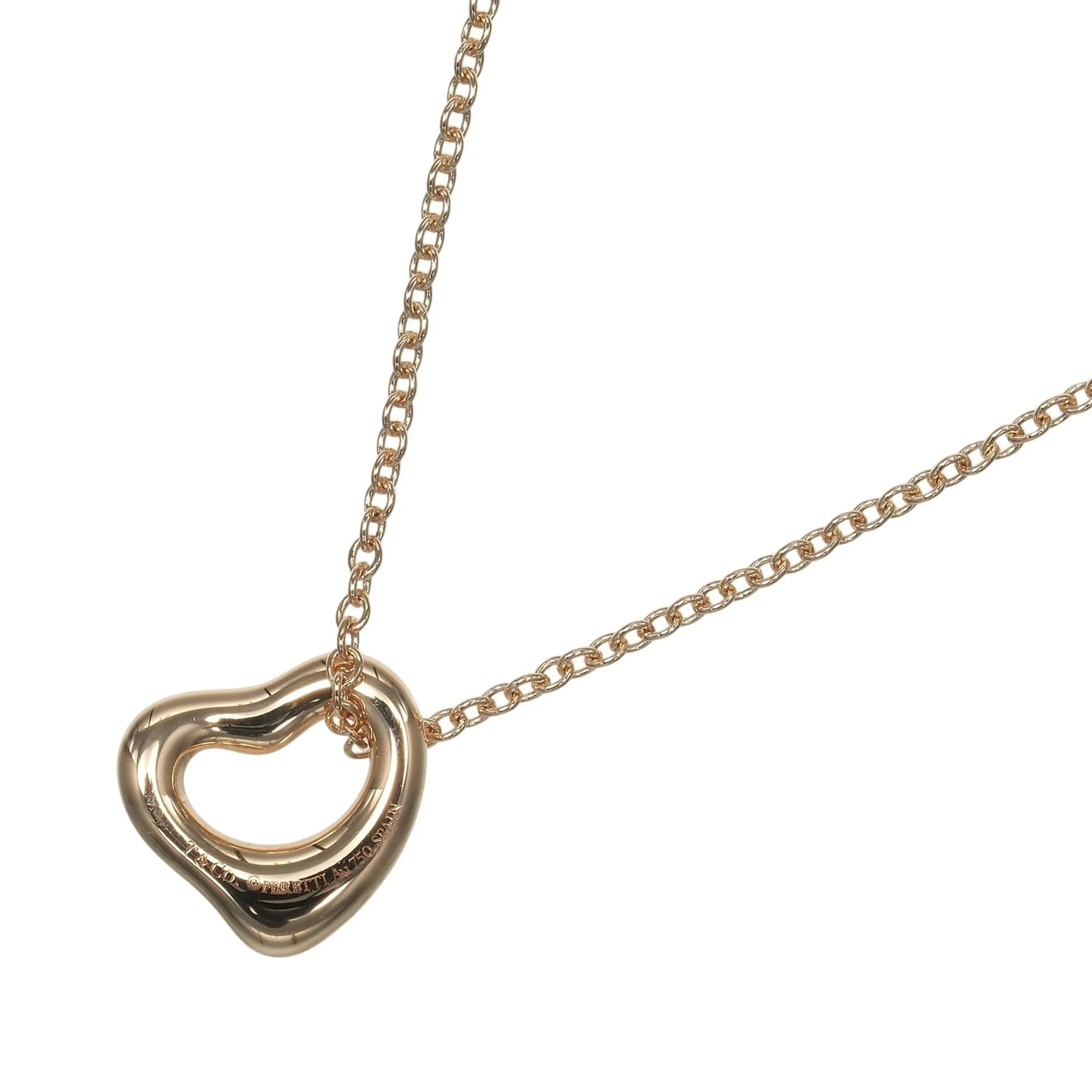 Open Heart Pendant Necklace 18K Rose Gold 6.4mm - Image 3