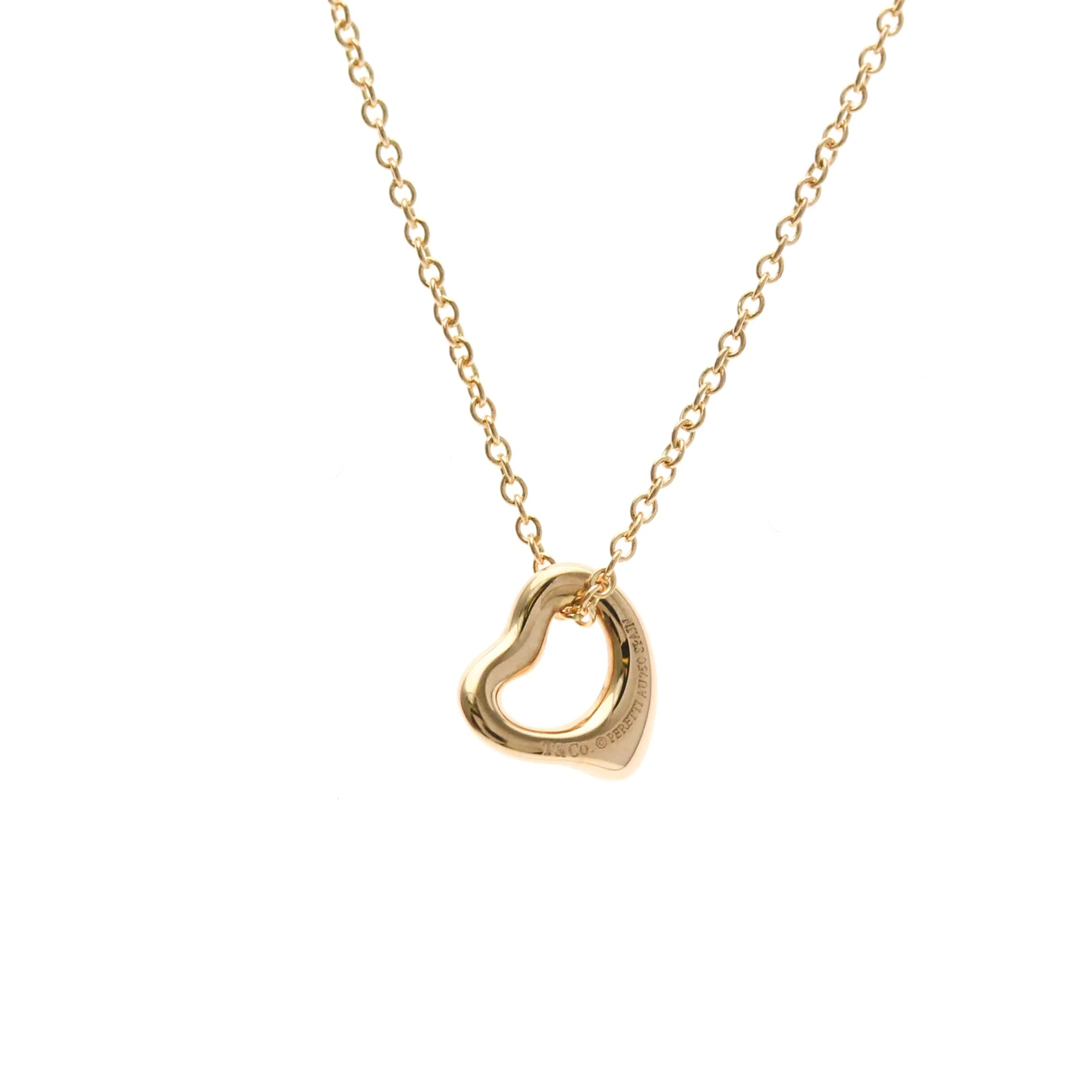 Open Heart Pendant Necklace 18K Rose Gold 7mm - Image 2
