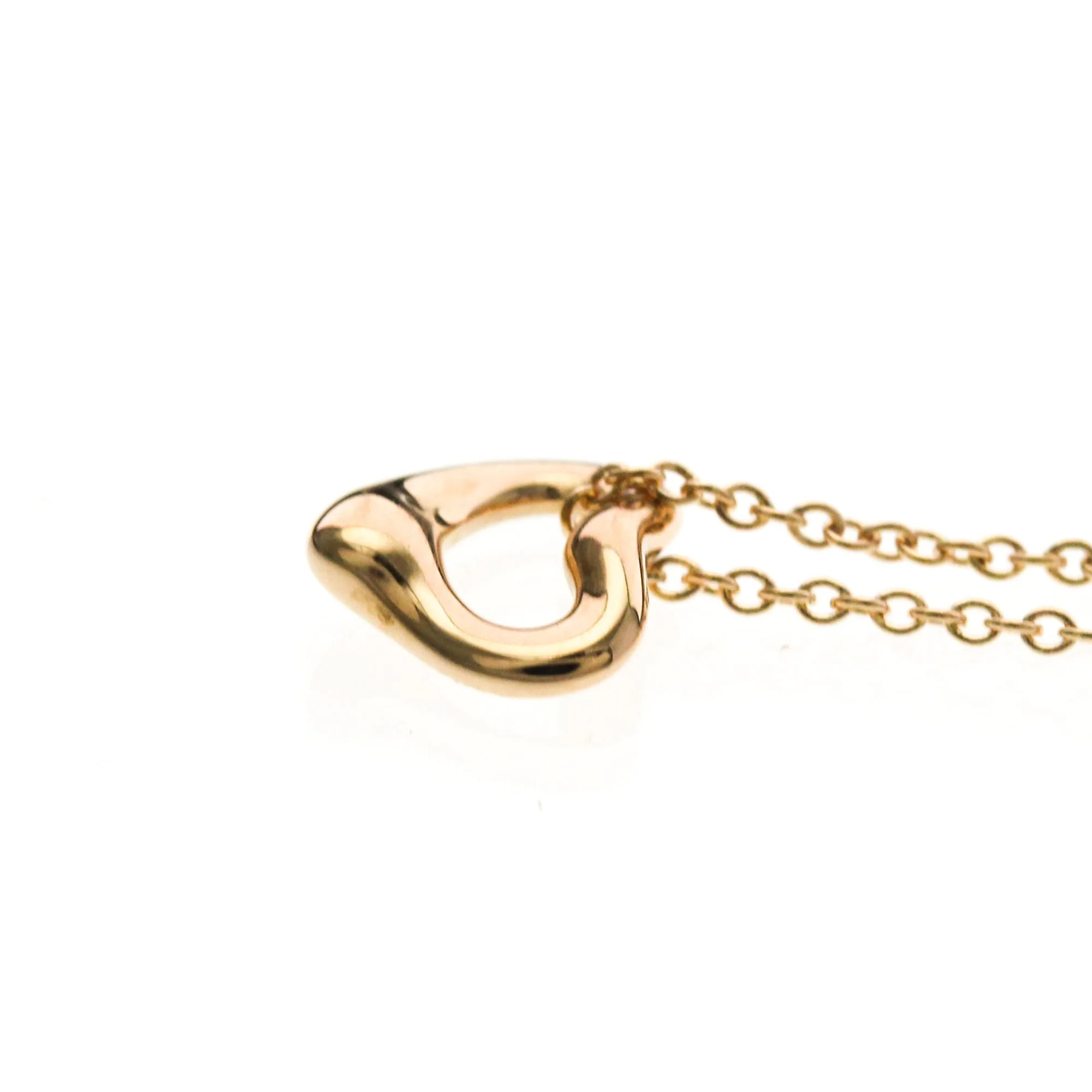 Open Heart Pendant Necklace 18K Rose Gold 7mm - Image 3