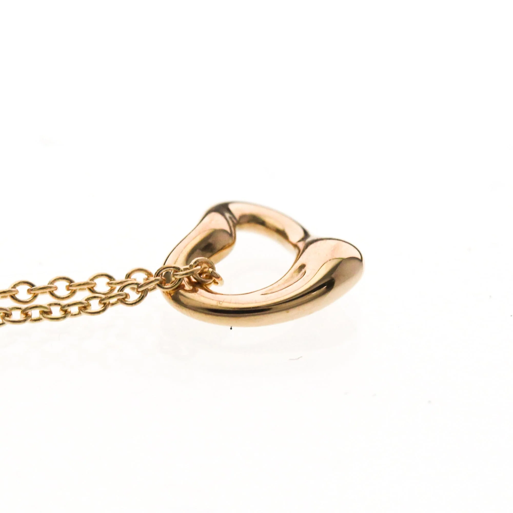 Open Heart Pendant Necklace 18K Rose Gold 7mm - Image 5