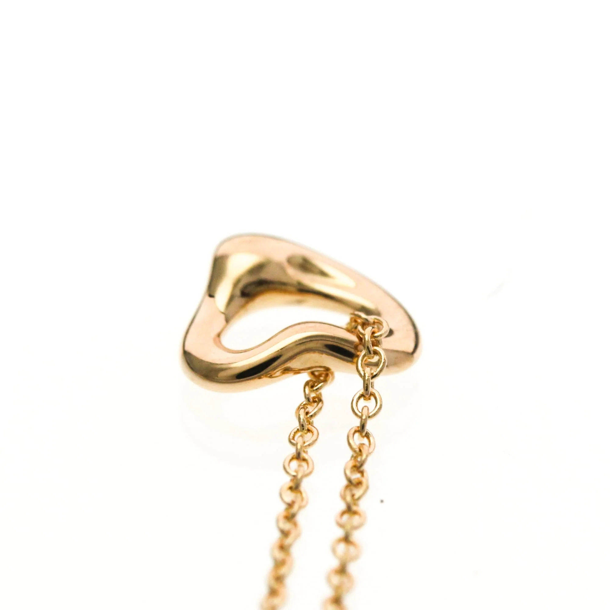 Open Heart Pendant Necklace 18K Rose Gold 7mm - Image 6
