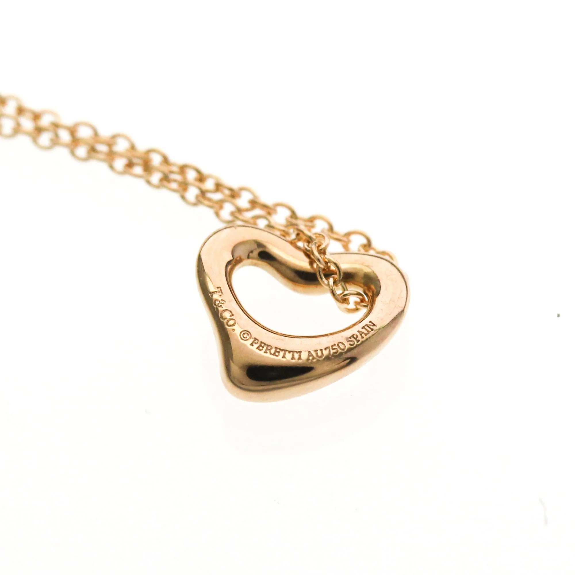 Open Heart Pendant Necklace 18K Rose Gold 7mm - Image 7