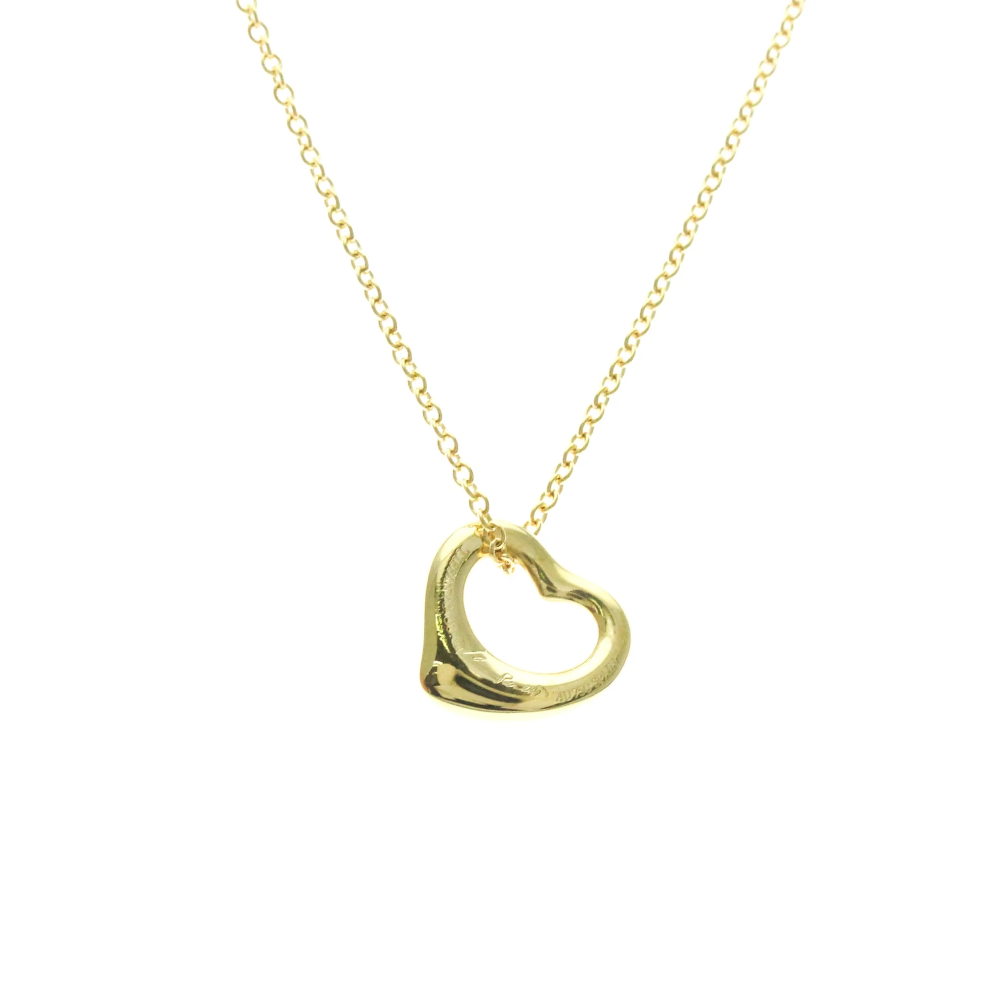 Open Heart Pendant Necklace 18K Yellow Gold 11mm - Image 2
