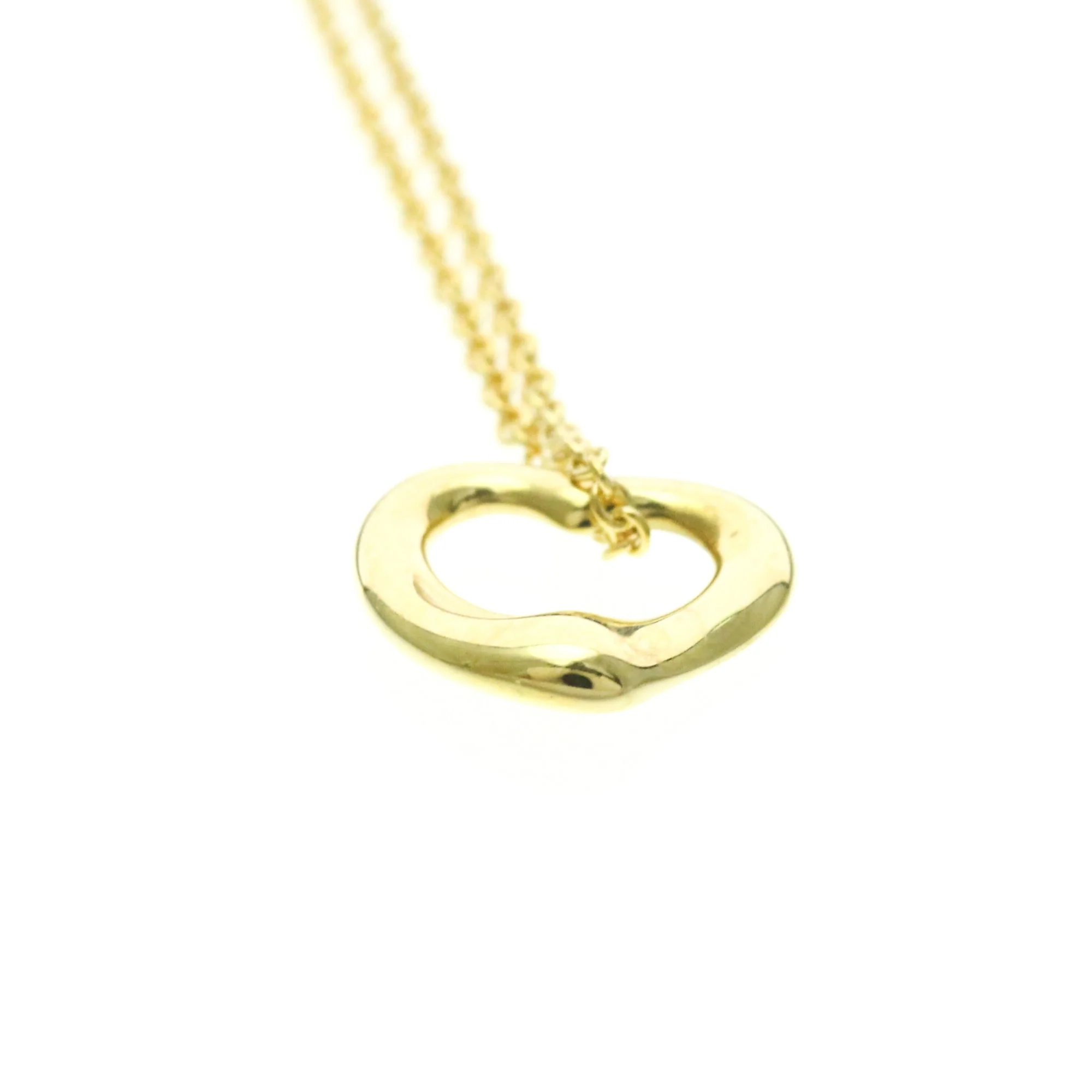 Open Heart Pendant Necklace 18K Yellow Gold 11mm - Image 4
