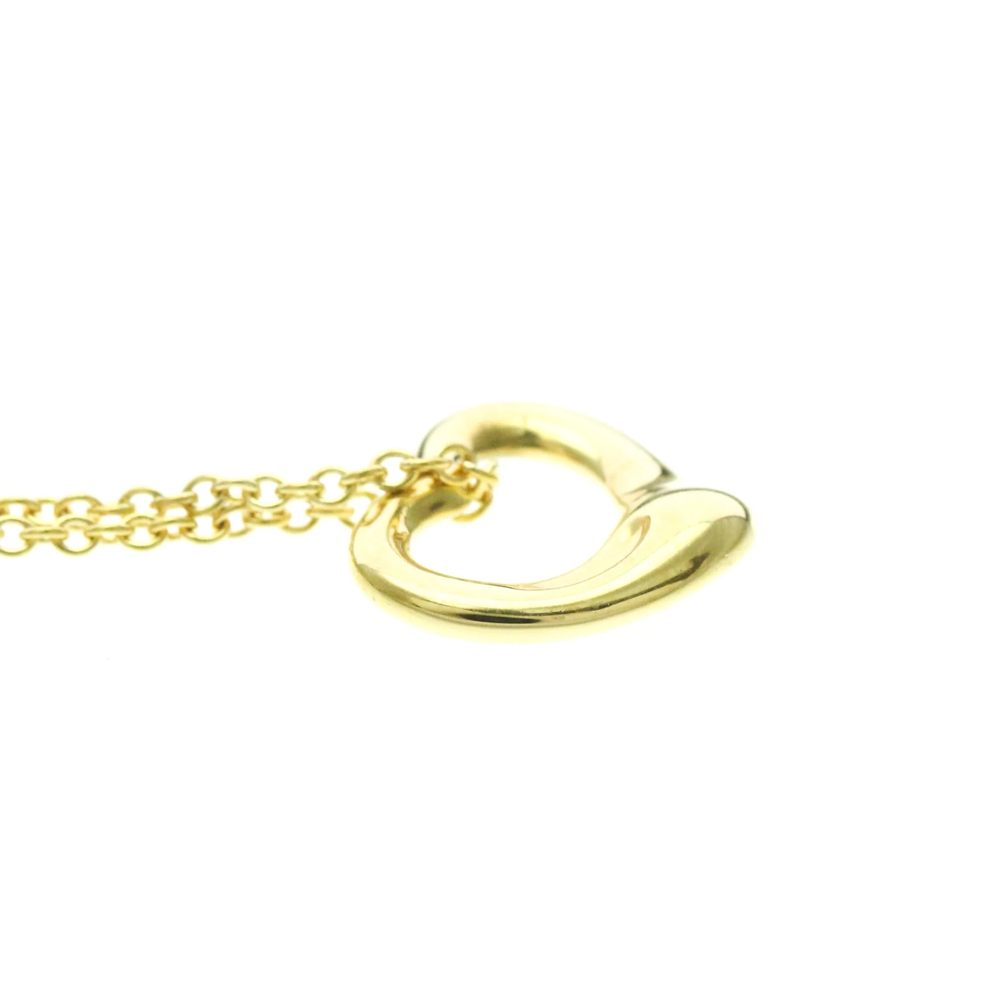 Open Heart Pendant Necklace 18K Yellow Gold 11mm - Image 5