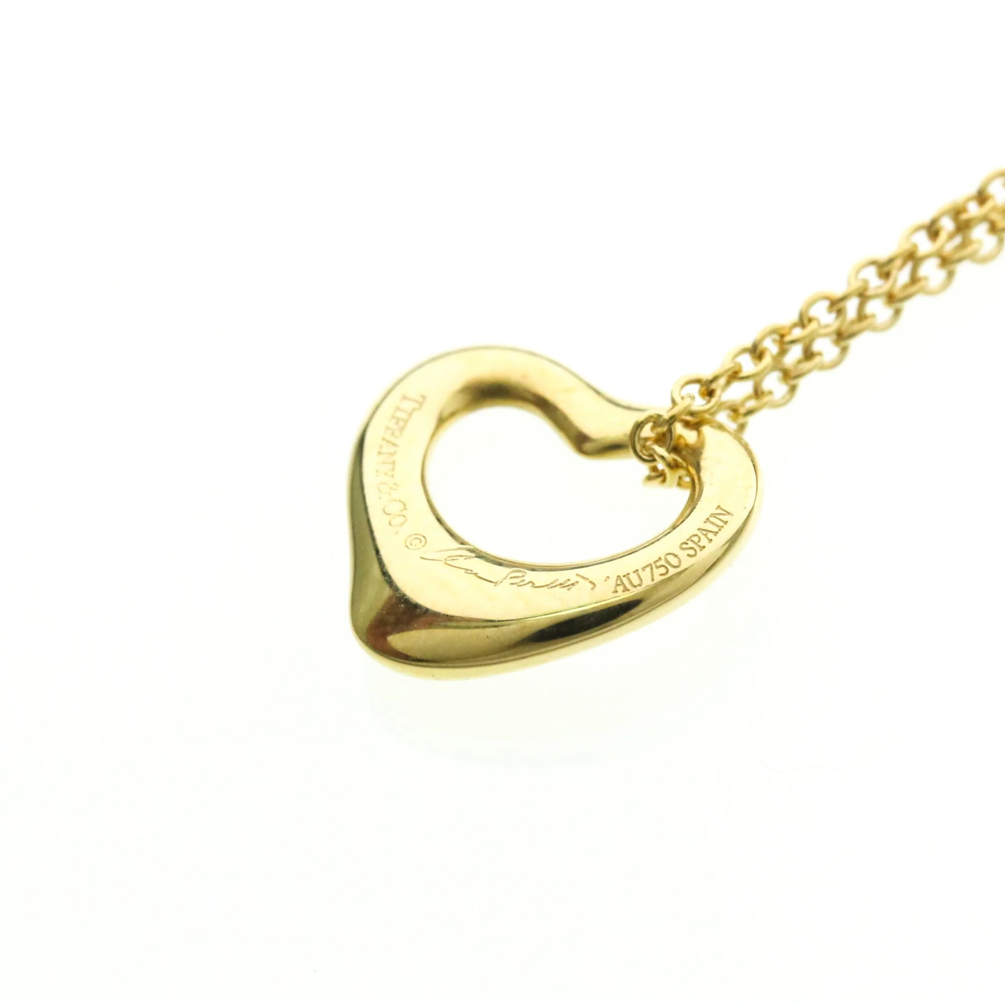 Open Heart Pendant Necklace 18K Yellow Gold 11mm - Image 7
