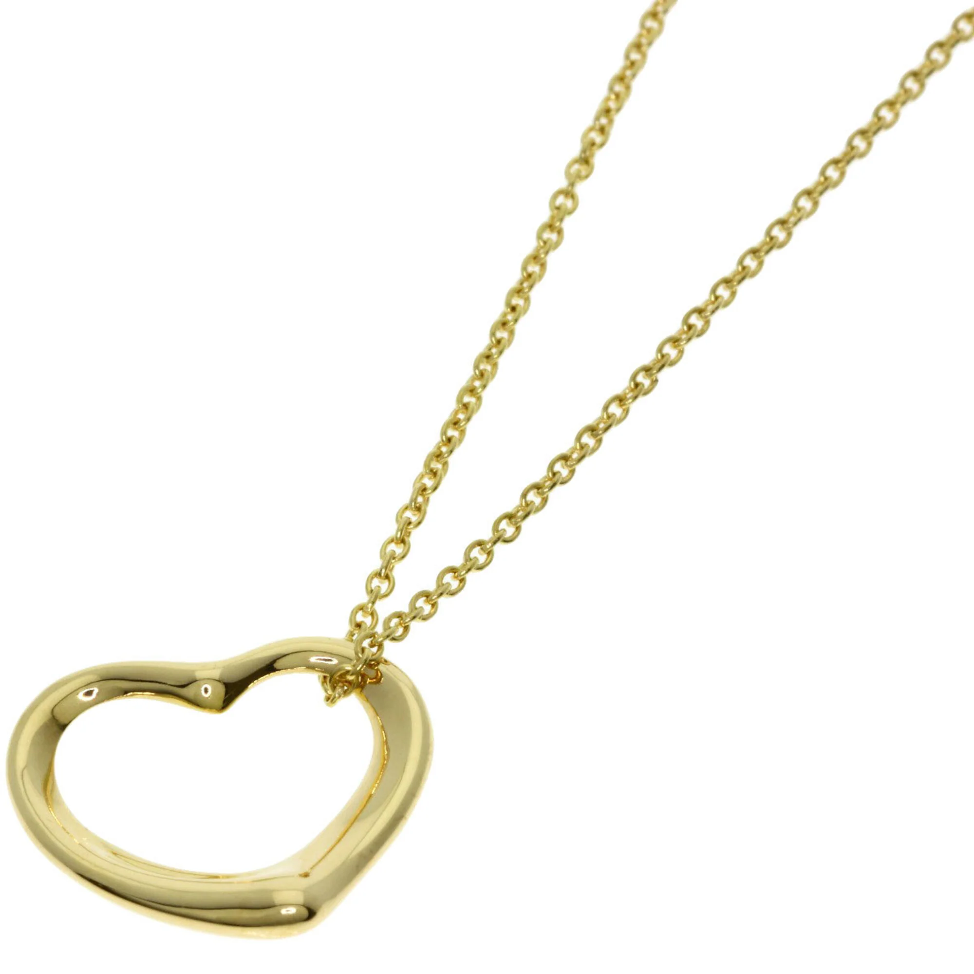 Open Heart Pendant Necklace 18K Yellow Gold 12.3mm