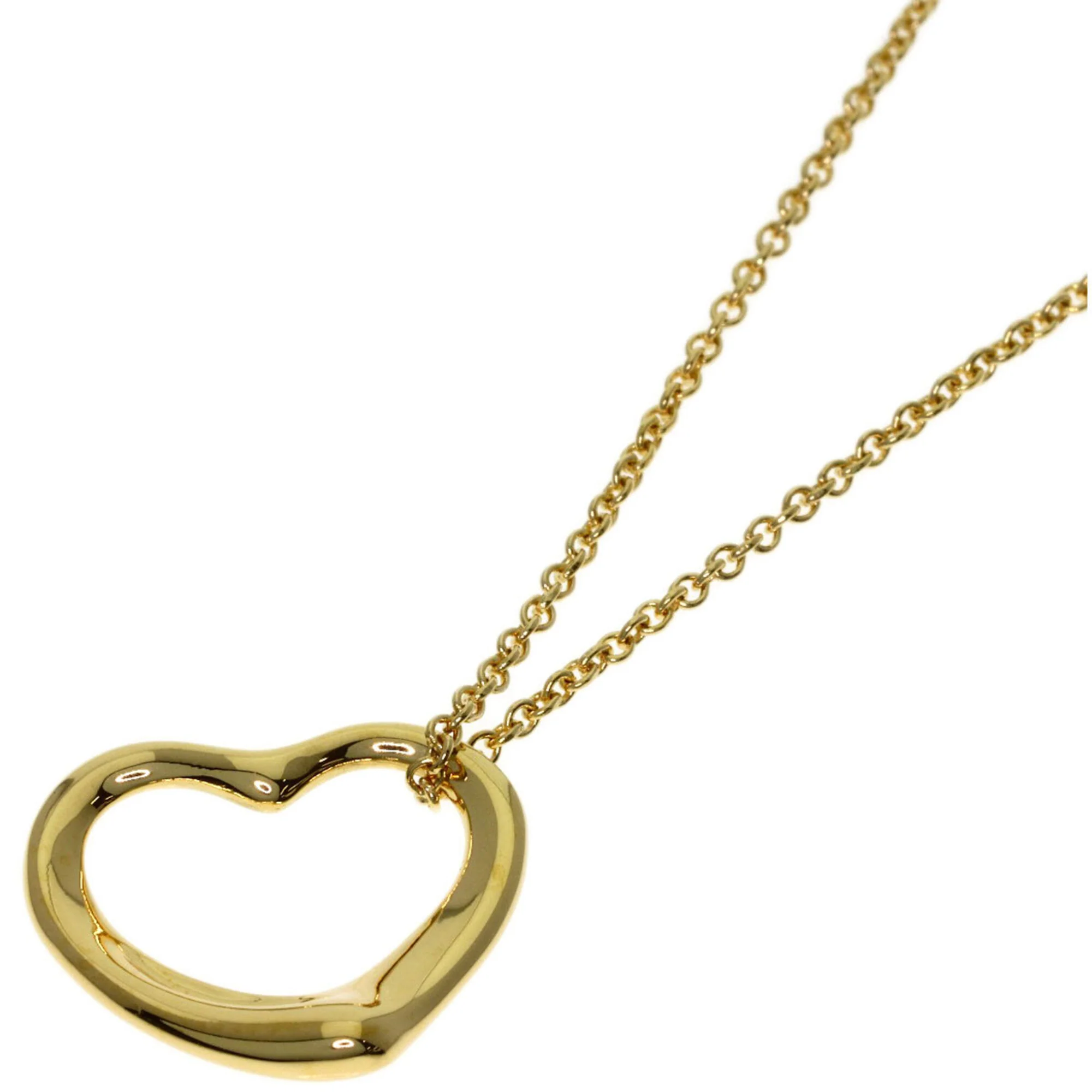 Open Heart Pendant Necklace 18K Yellow Gold 12.4mm