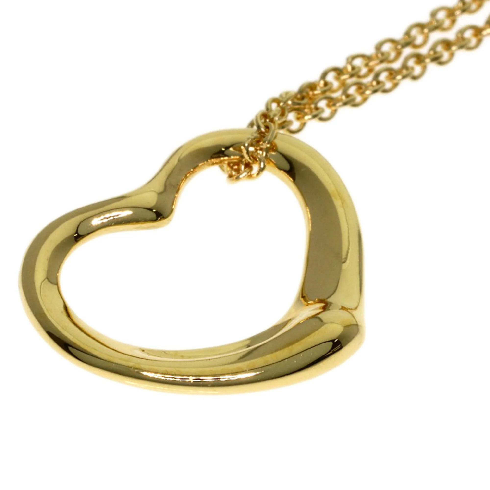 Open Heart Pendant Necklace 18K Yellow Gold 12.4mm - Image 6